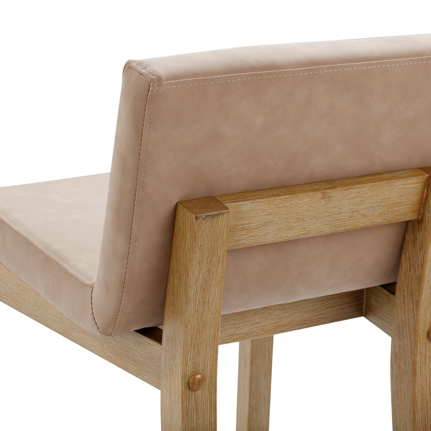 Tabouret de bar moderne Gracie, chaise rembourrée en bouclé et pieds en bois brossé