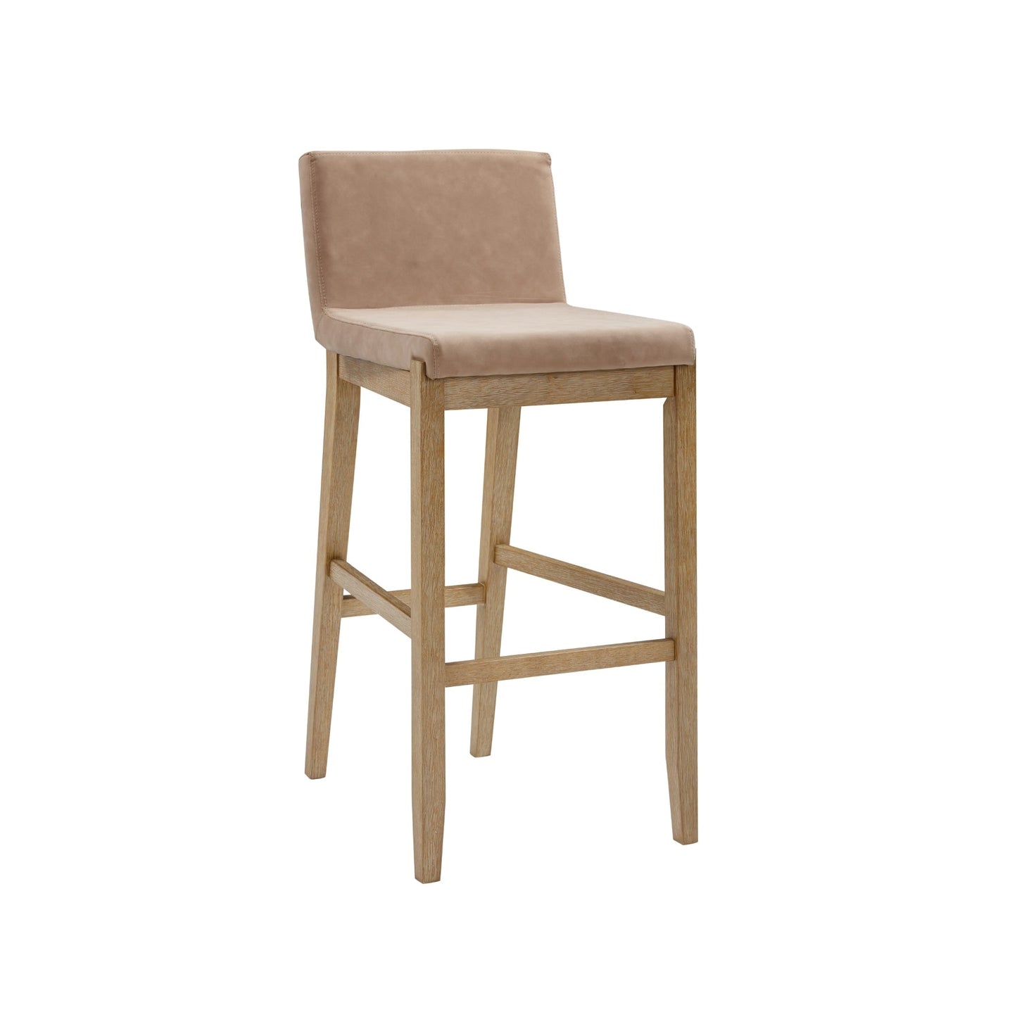 Tabouret de bar moderne Gracie, chaise rembourrée en bouclé et pieds en bois brossé