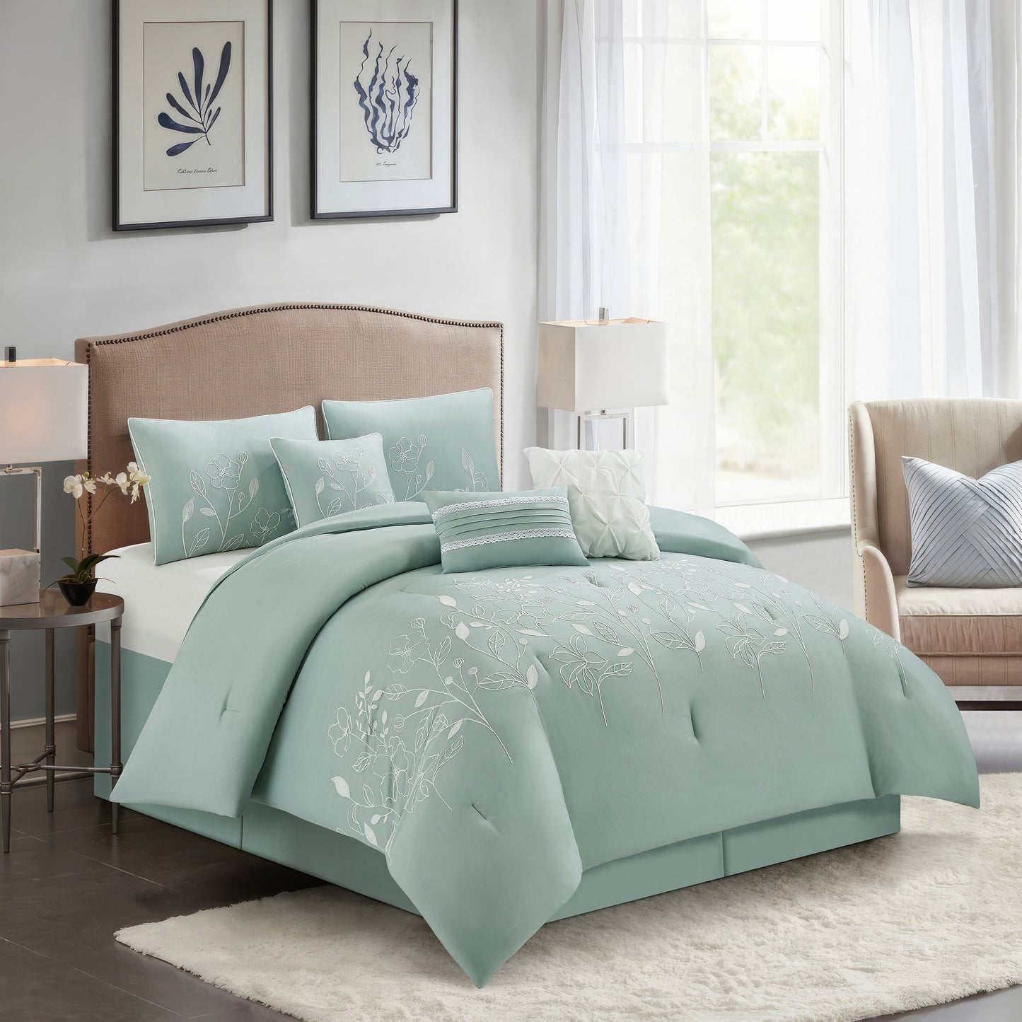 Ensemble de Couette à Motifs Floraux et Botaniques Nanshing Taylor 7 Pièces