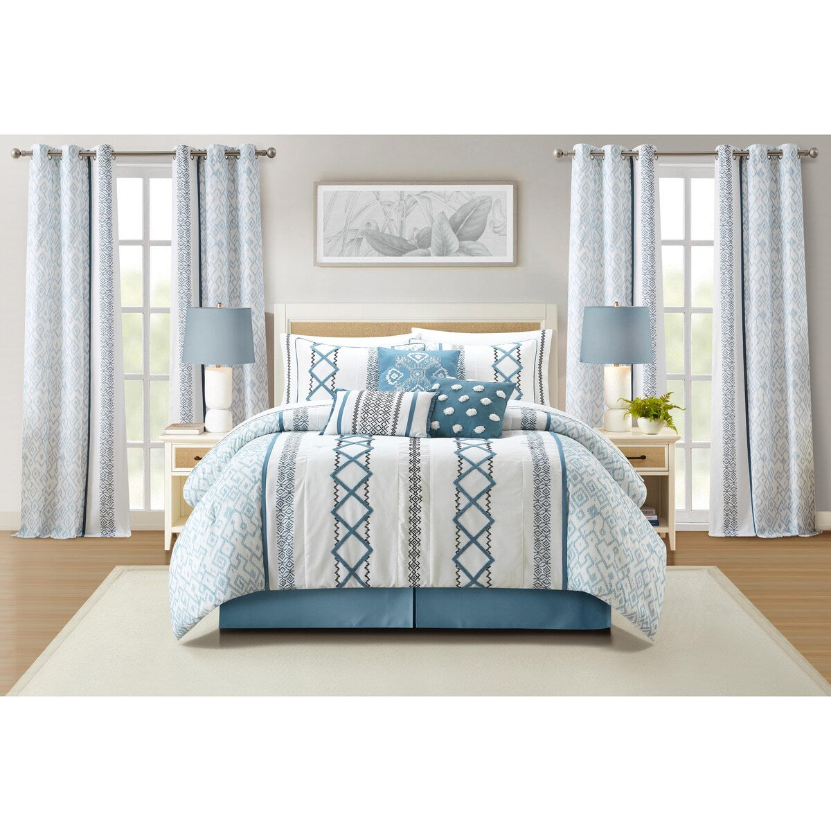Ensemble de Couette Nanshing Trina 15 Pièces Brodé Bohème