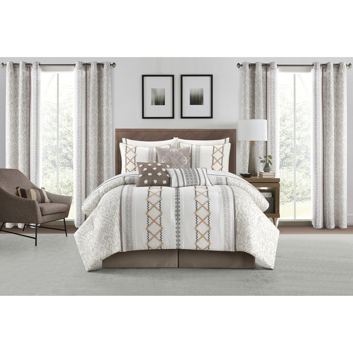Ensemble de Couette Nanshing Trina 15 Pièces Brodé Bohème