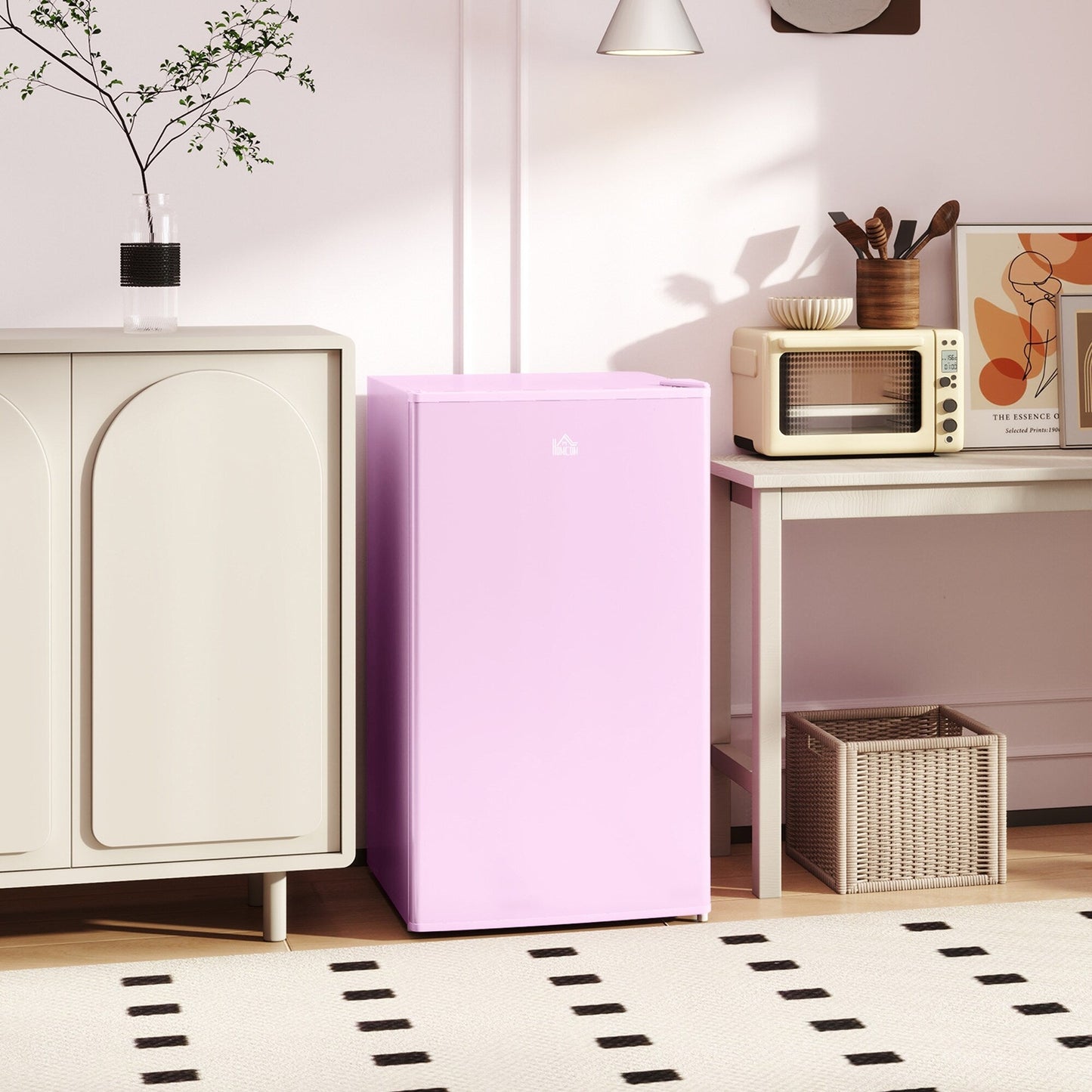 Mini réfrigérateur HOMCOM 3.2 Cu.Ft avec congélateur, réfrigérateur compact à porte simple avec thermostat réglable pour chambre à coucher