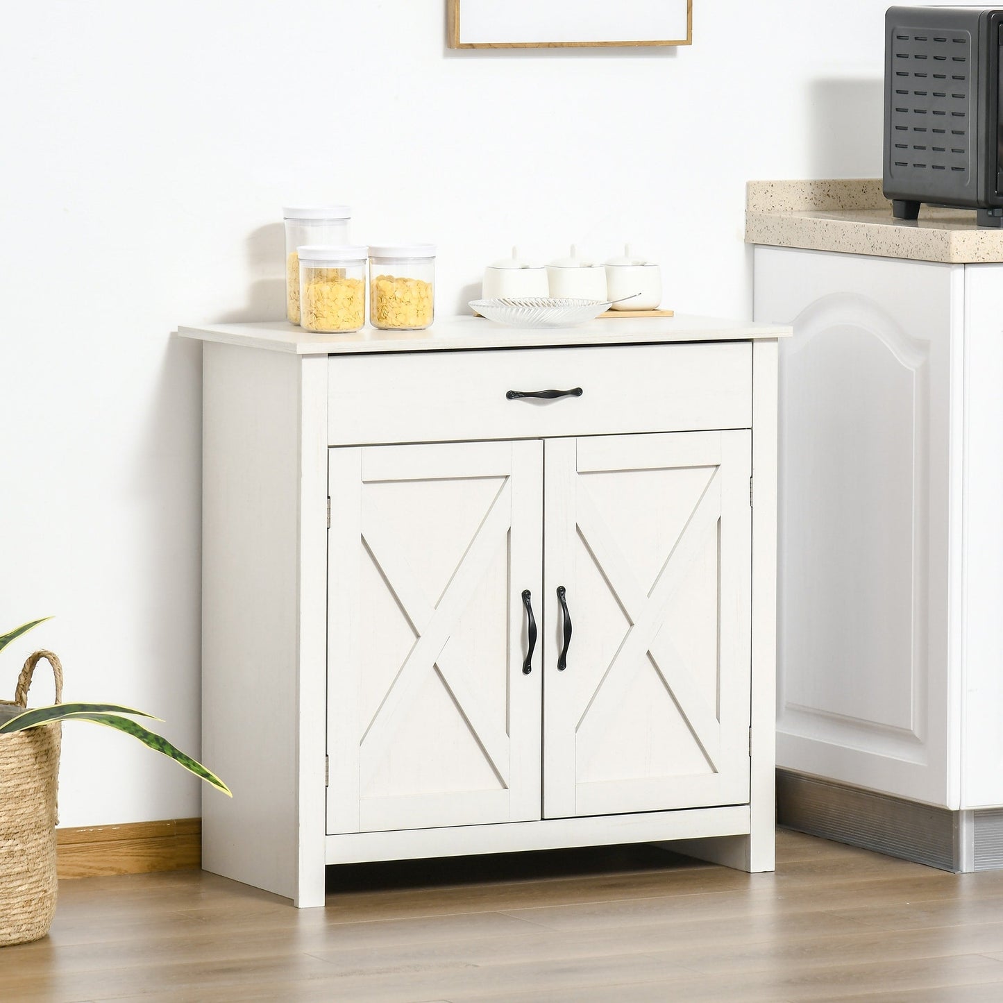 Buffet HOMCOM style porte de grange de ferme, 32 pouces, meuble de rangement, bar à café pour salon ou entrée