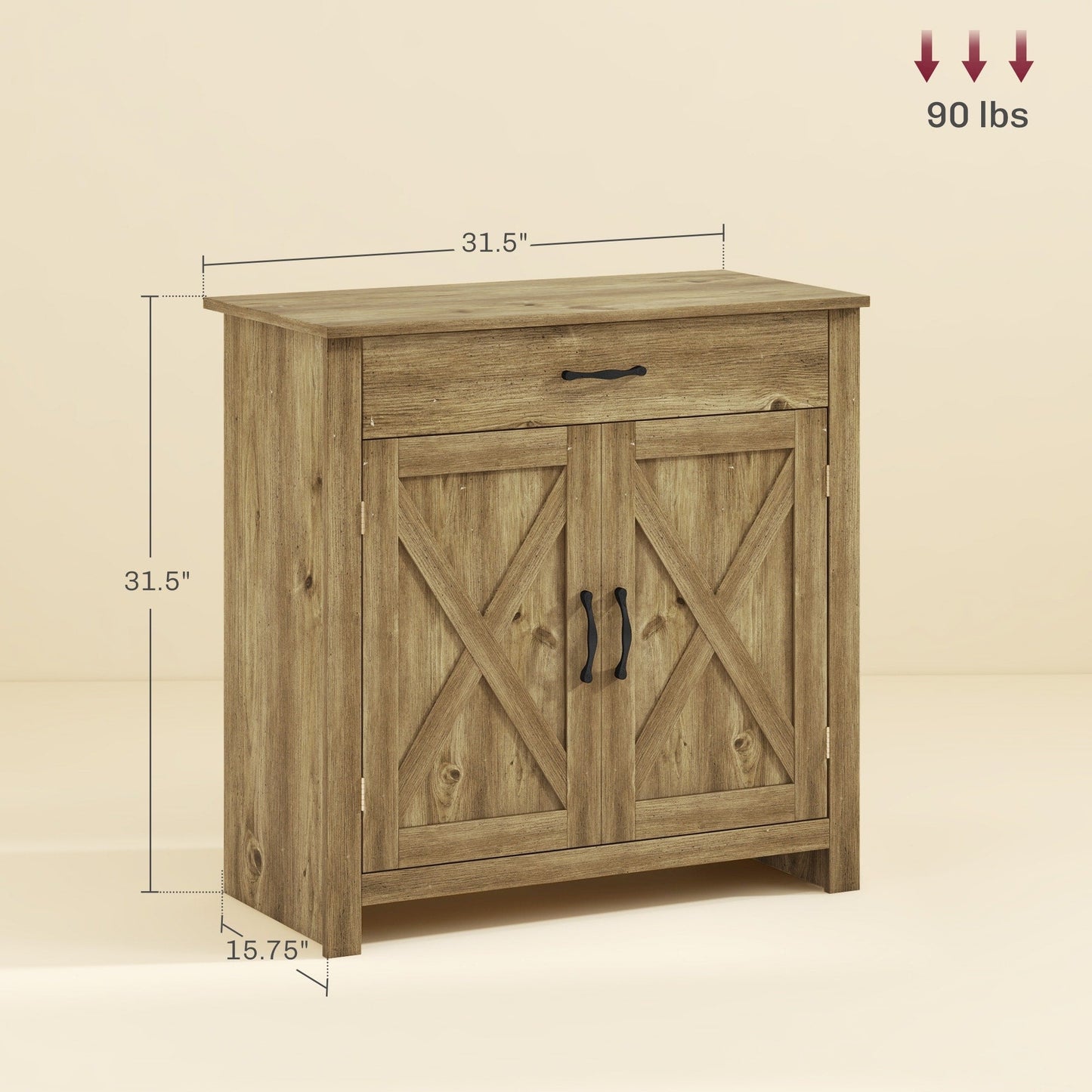 Buffet HOMCOM style porte de grange de ferme, 32 pouces, meuble de rangement, bar à café pour salon ou entrée