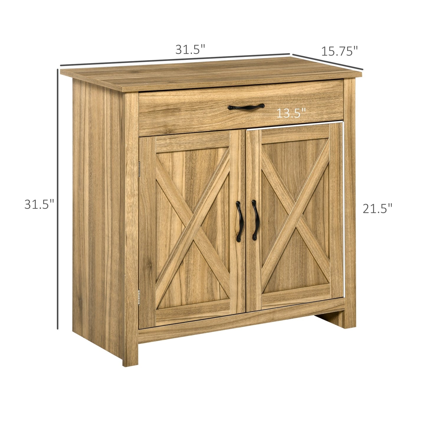 Buffet HOMCOM style porte de grange de ferme, 32 pouces, meuble de rangement, bar à café pour salon ou entrée