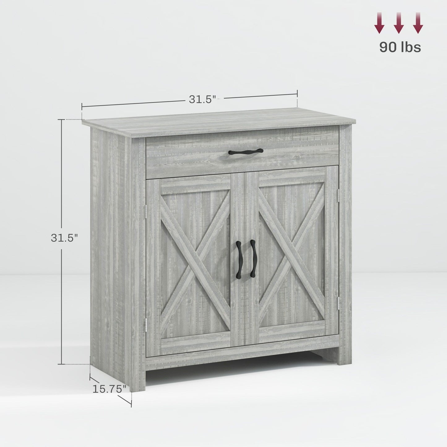 Buffet HOMCOM style porte de grange de ferme, 32 pouces, meuble de rangement, bar à café pour salon ou entrée