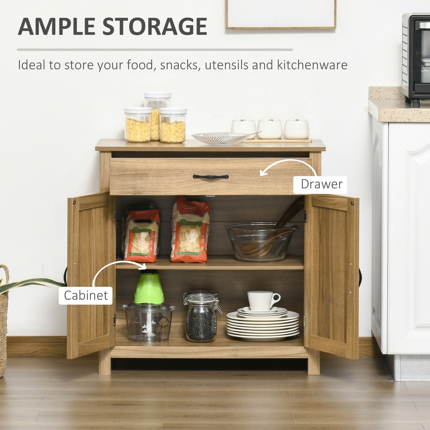 Buffet HOMCOM style porte de grange de ferme, 32 pouces, meuble de rangement, bar à café pour salon ou entrée