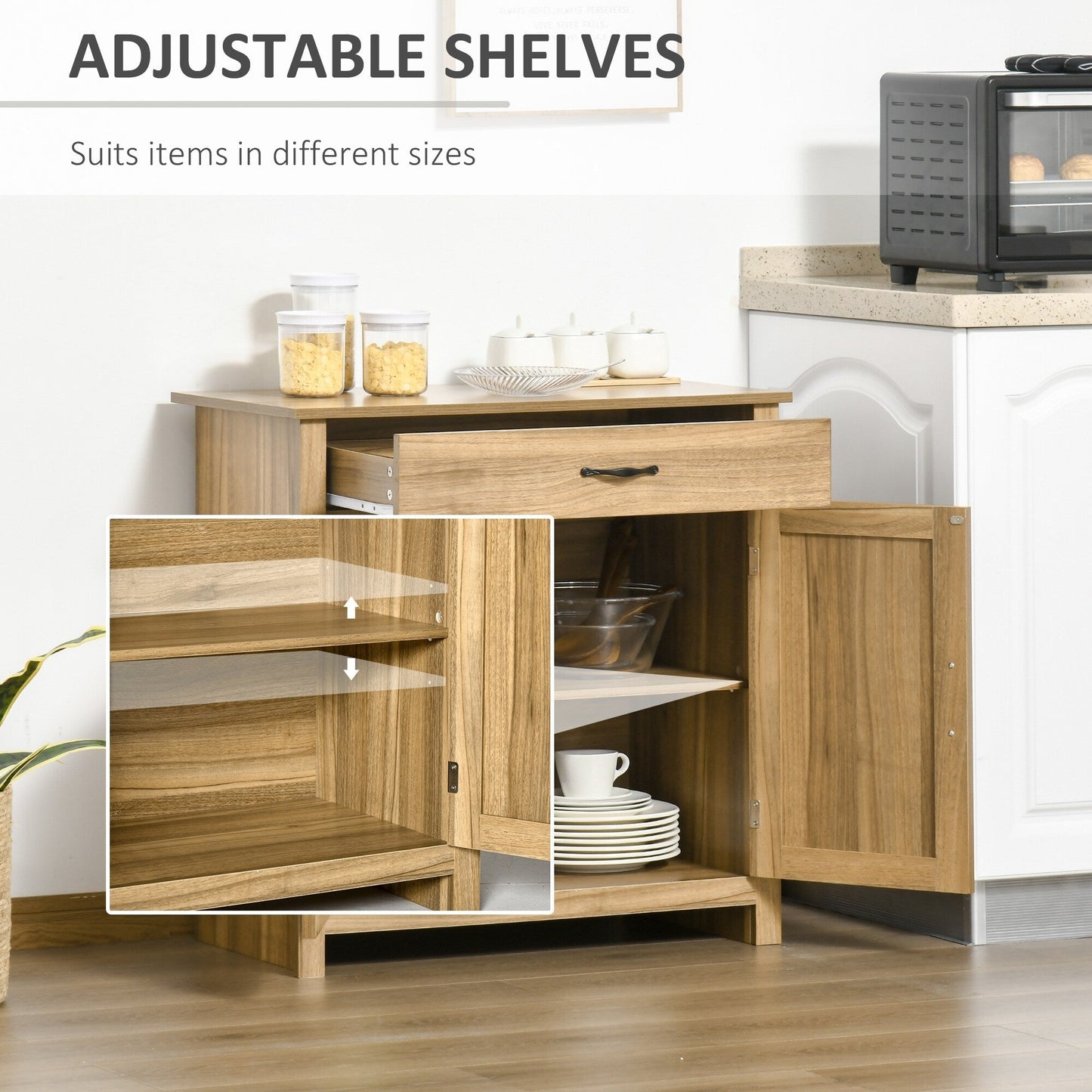 Buffet HOMCOM style porte de grange de ferme, 32 pouces, meuble de rangement, bar à café pour salon ou entrée