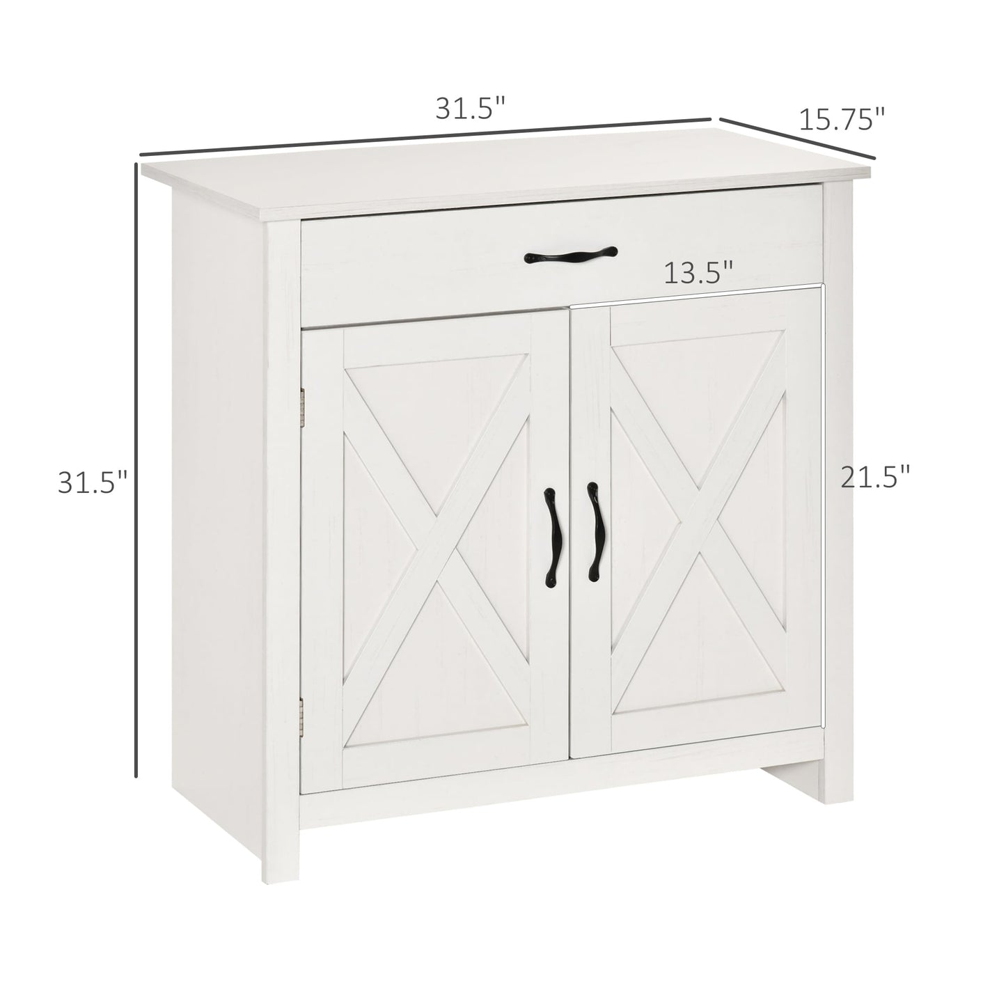 Buffet HOMCOM style porte de grange de ferme, 32 pouces, meuble de rangement, bar à café pour salon ou entrée