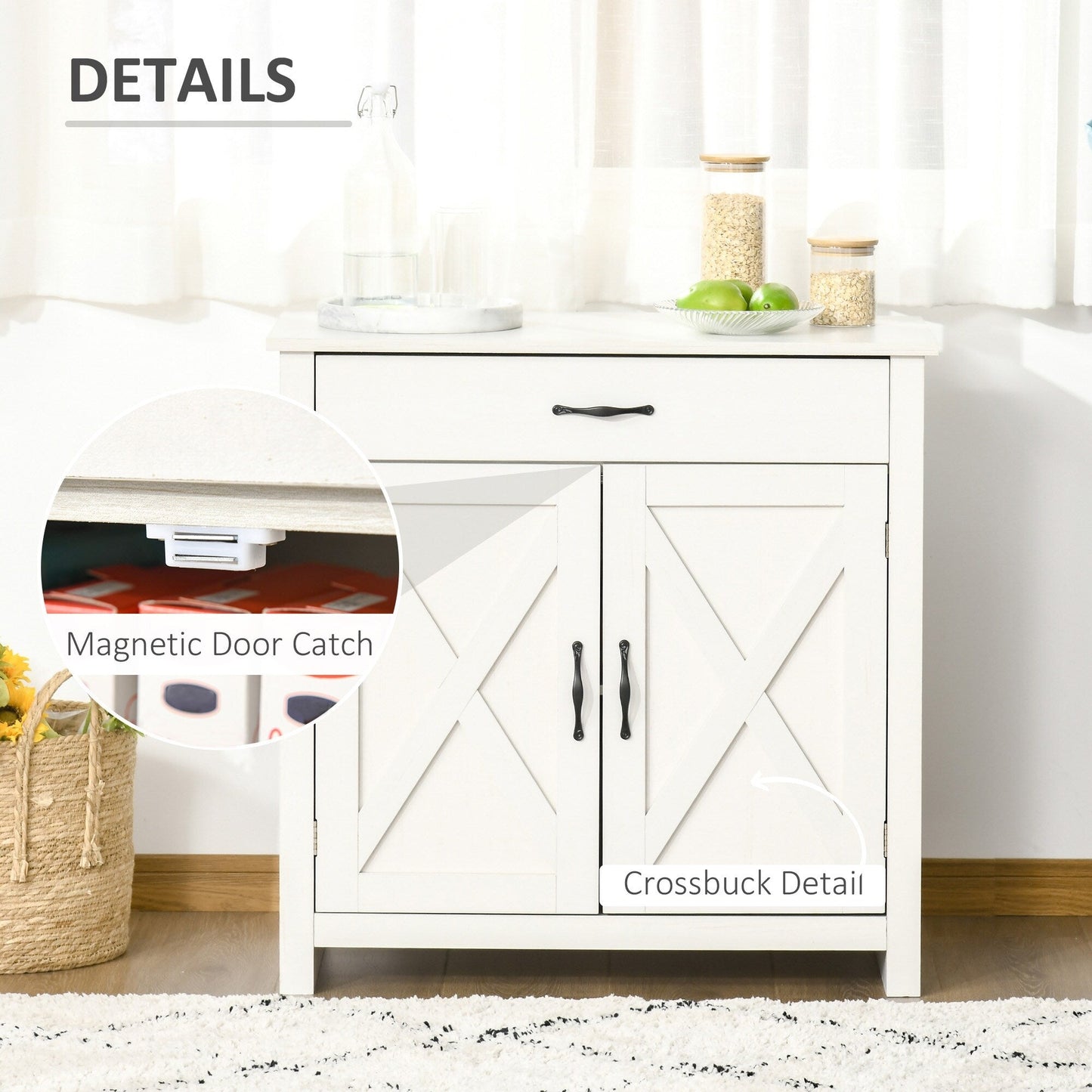 Buffet HOMCOM style porte de grange de ferme, 32 pouces, meuble de rangement, bar à café pour salon ou entrée