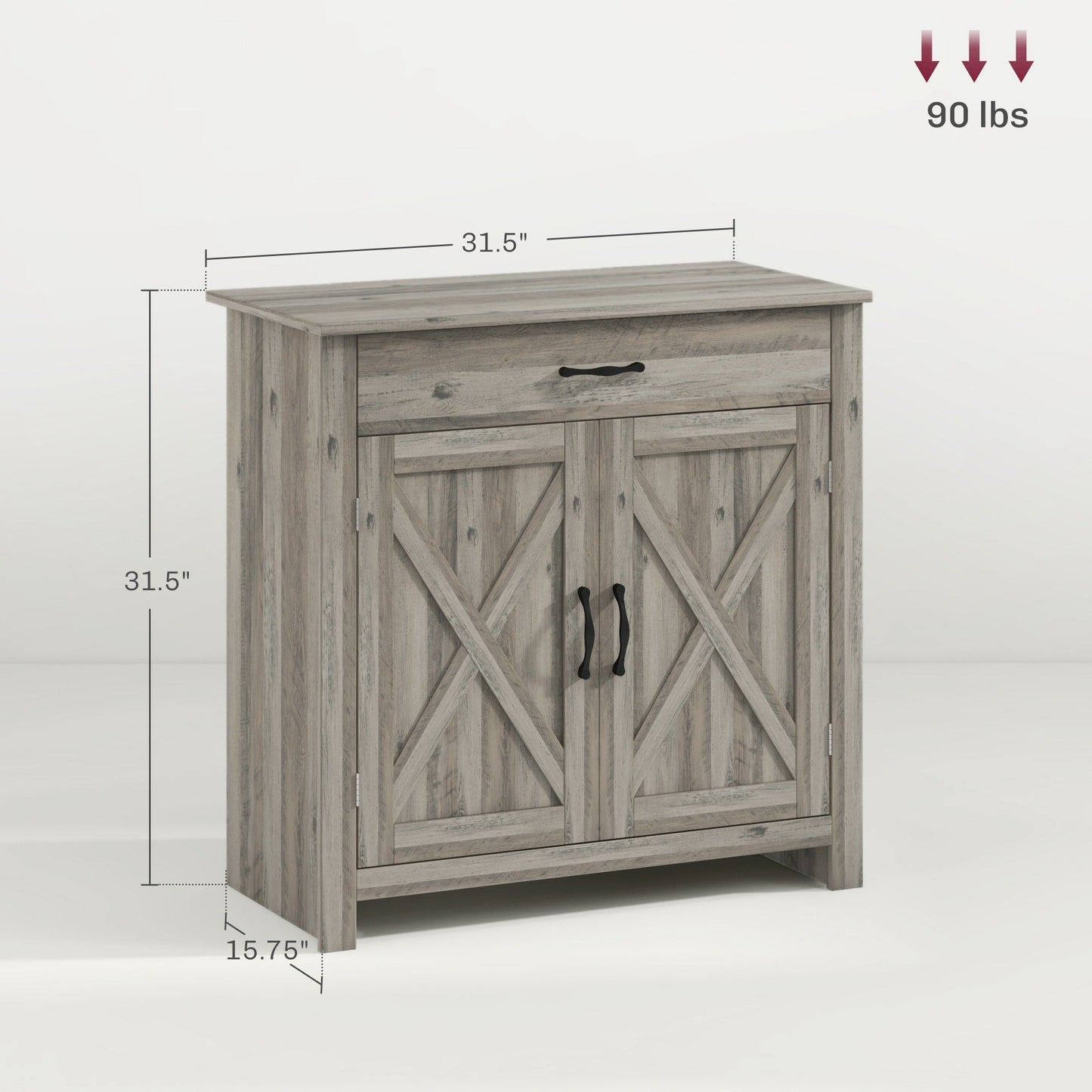 Buffet HOMCOM style porte de grange de ferme, 32 pouces, meuble de rangement, bar à café pour salon ou entrée