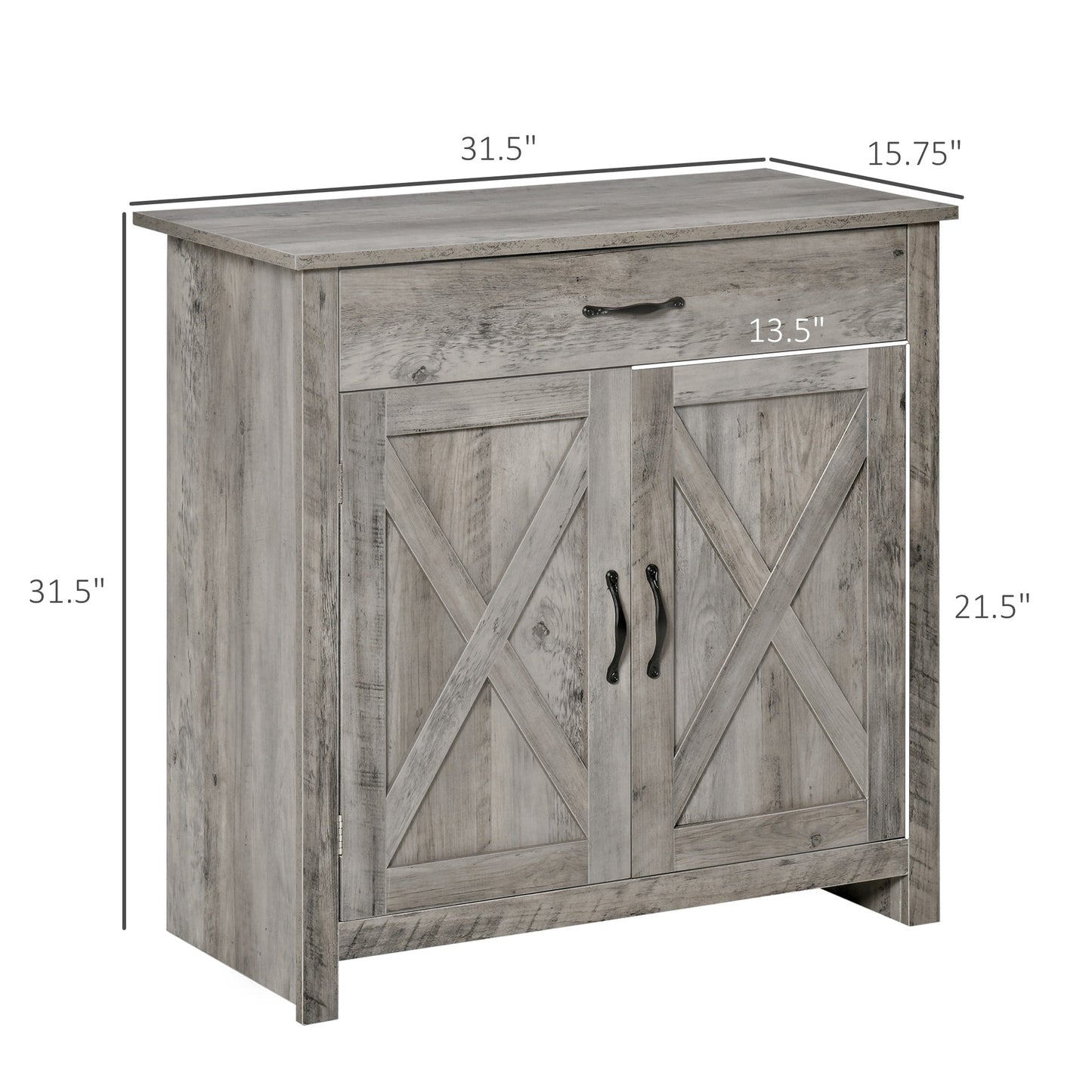 Buffet HOMCOM style porte de grange de ferme, 32 pouces, meuble de rangement, bar à café pour salon ou entrée