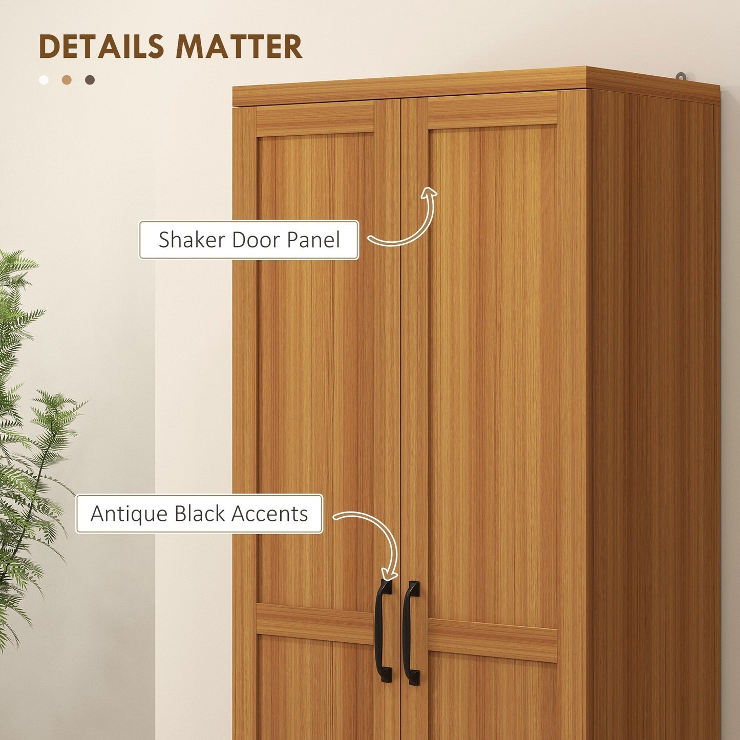HOMCOM Étagère de rangement pour cuisine, armoire de rangement à 2 portes avec 5 niveaux de rangement et 2 étagères réglables pour salle à manger (63 pouces)