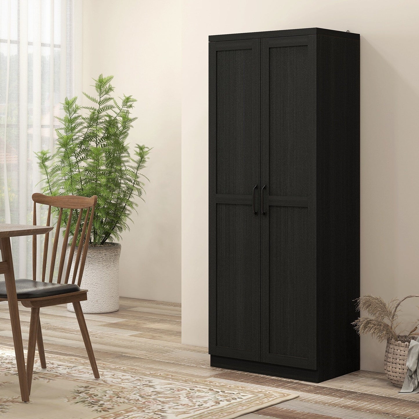HOMCOM Étagère de rangement pour cuisine, armoire de rangement à 2 portes avec 5 niveaux de rangement et 2 étagères réglables pour salle à manger (63 pouces)