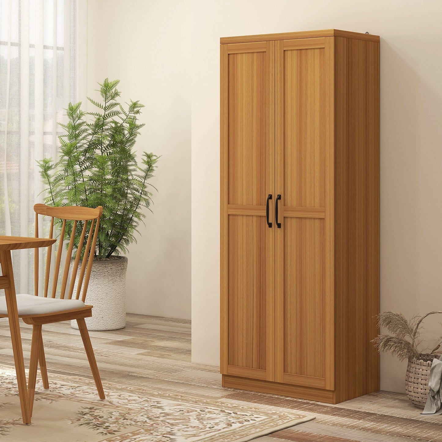 HOMCOM Étagère de rangement pour cuisine, armoire de rangement à 2 portes avec 5 niveaux de rangement et 2 étagères réglables pour salle à manger (63 pouces)