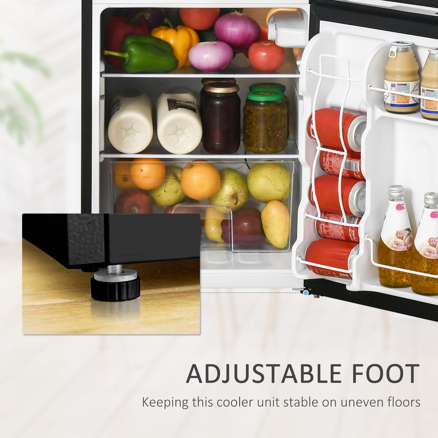 Mini réfrigérateur à double porte avec congélateur HOMCOM, réfrigérateur compact de 3,2 pieds cubes avec étagère réglable et thermostat réglable.