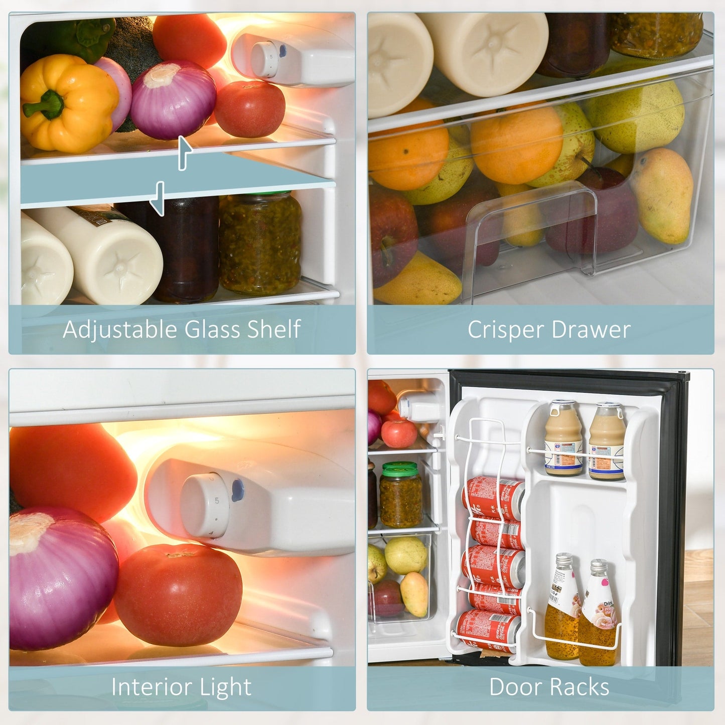 Mini réfrigérateur à double porte avec congélateur HOMCOM, réfrigérateur compact de 3,2 pieds cubes avec étagère réglable et thermostat réglable.