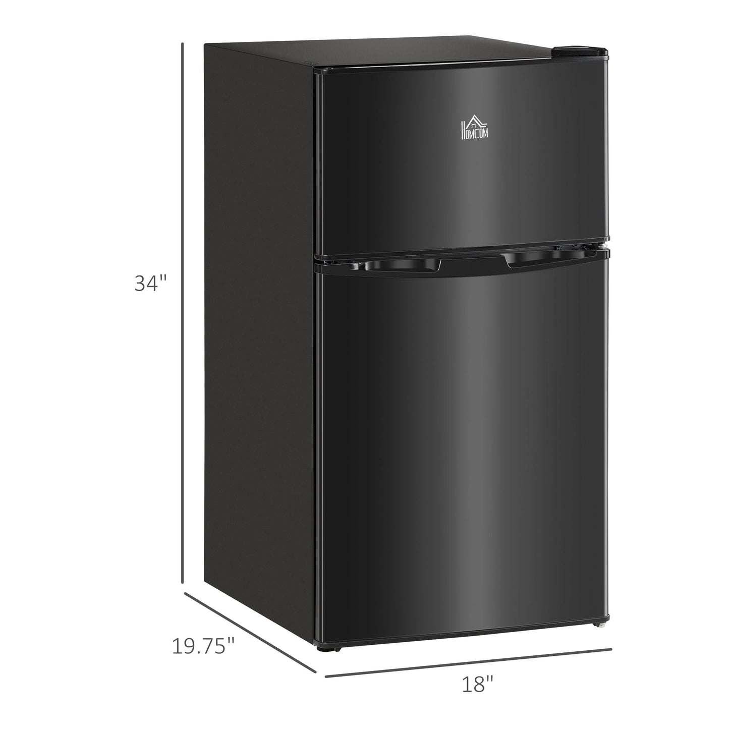 Mini réfrigérateur à double porte avec congélateur HOMCOM, réfrigérateur compact de 3,2 pieds cubes avec étagère réglable et thermostat réglable.