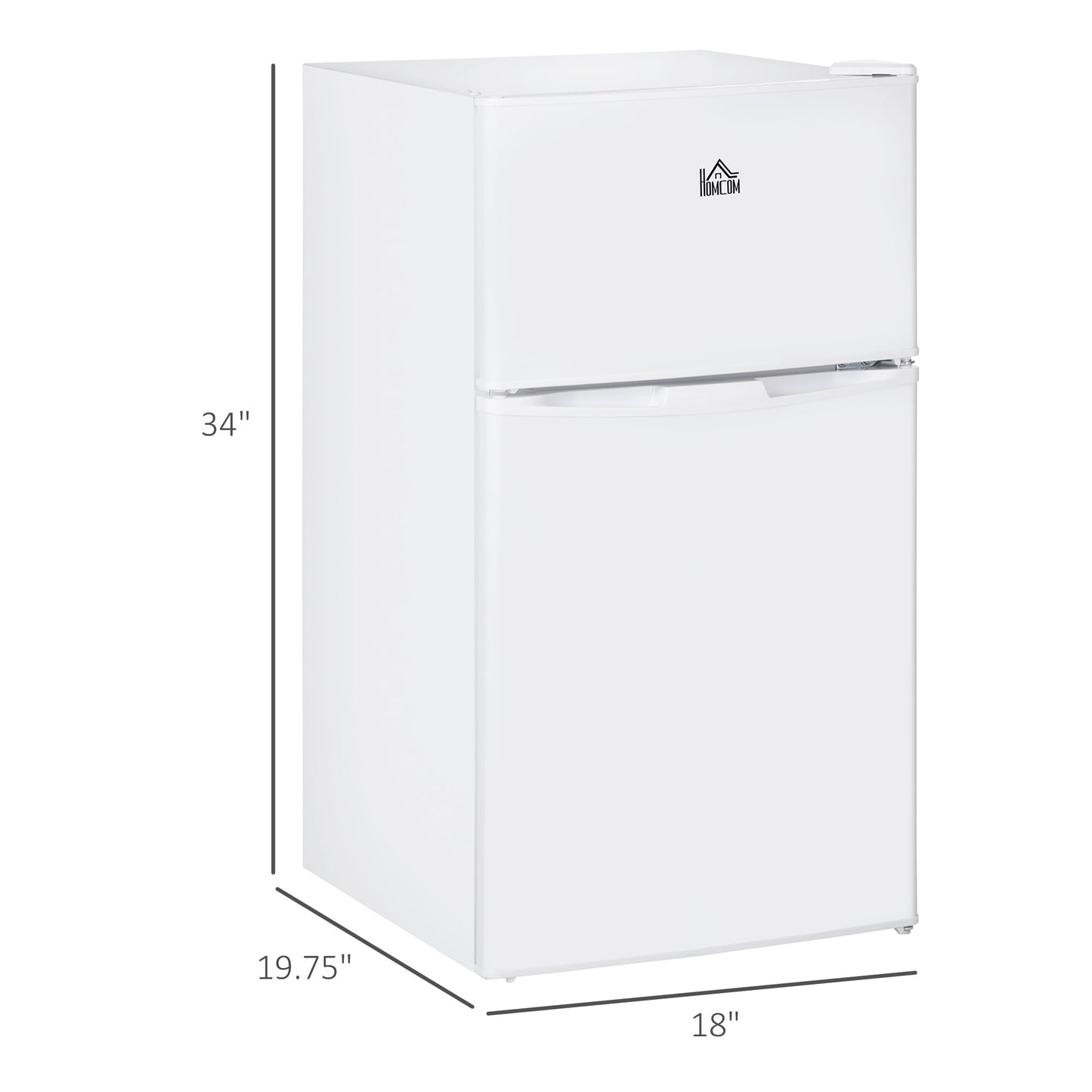Mini réfrigérateur à double porte avec congélateur HOMCOM, réfrigérateur compact de 3,2 pieds cubes avec étagère réglable et thermostat réglable.