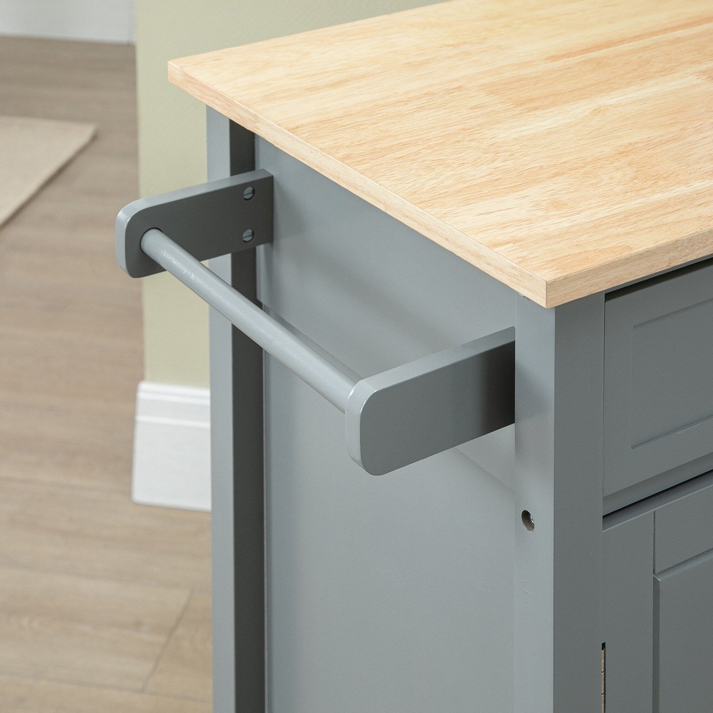 HOMCOM Chariot de cuisine, chariot utilitaire en bois sur roulettes avec étagère ouverte et tiroir de rangement pour salle à manger, cuisine