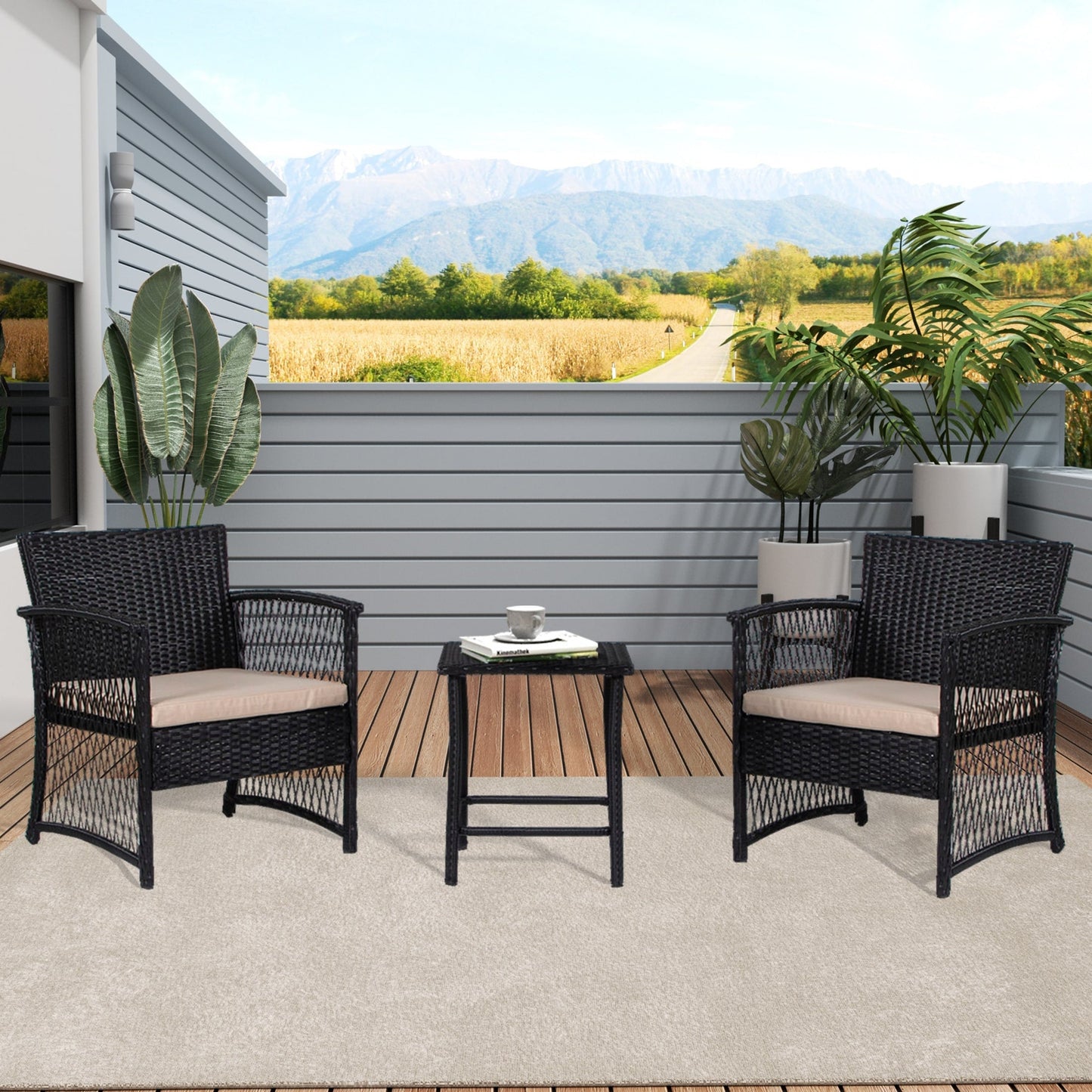 Ensemble de bistro en rotin pour patio Heritage Outdoor, 3 pièces