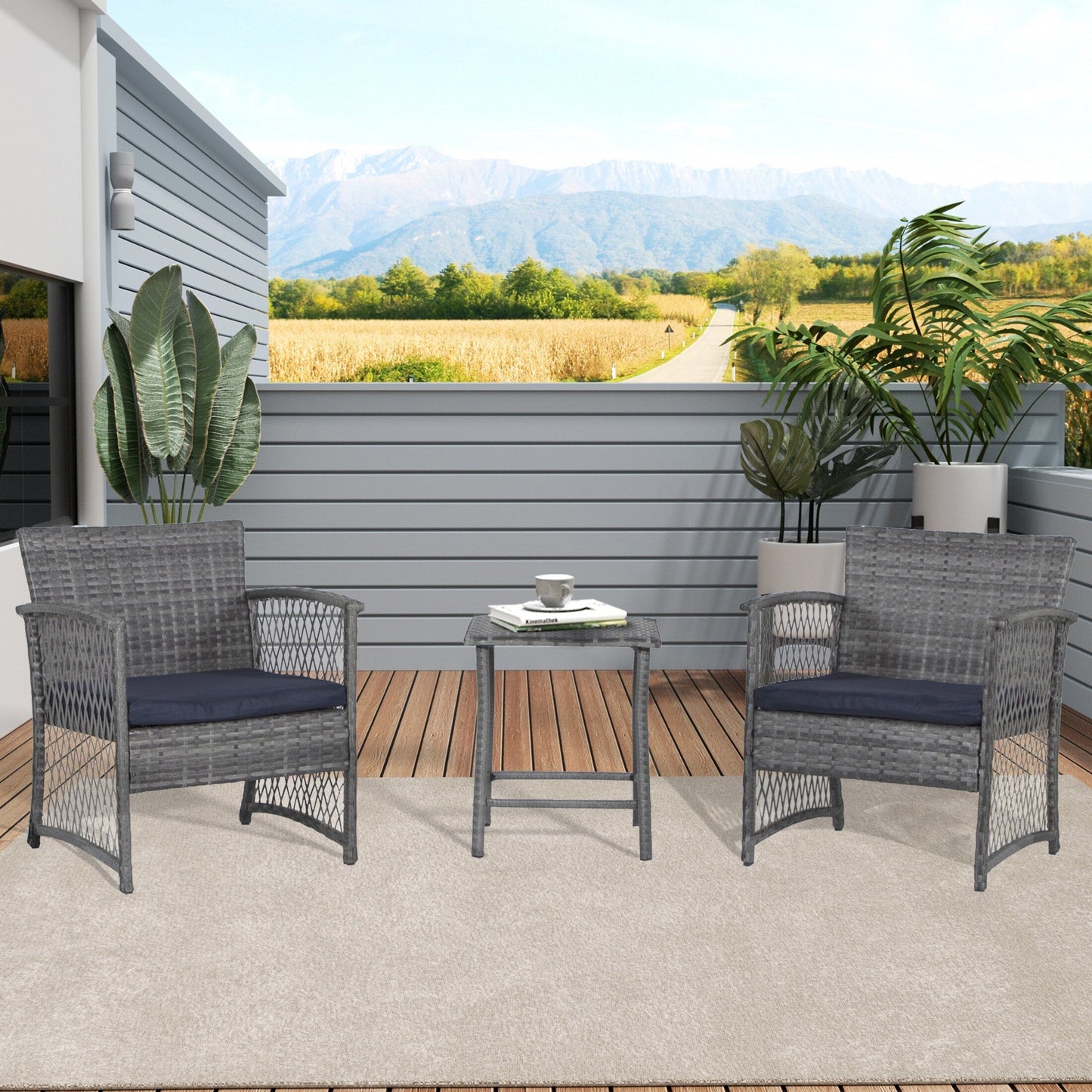 Ensemble de bistro en rotin pour patio Heritage Outdoor, 3 pièces