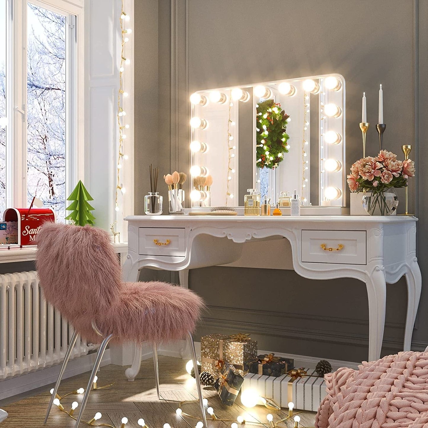 Keonjinn Miroir de maquillage LED Hollywood avec 15/18 lumières LED