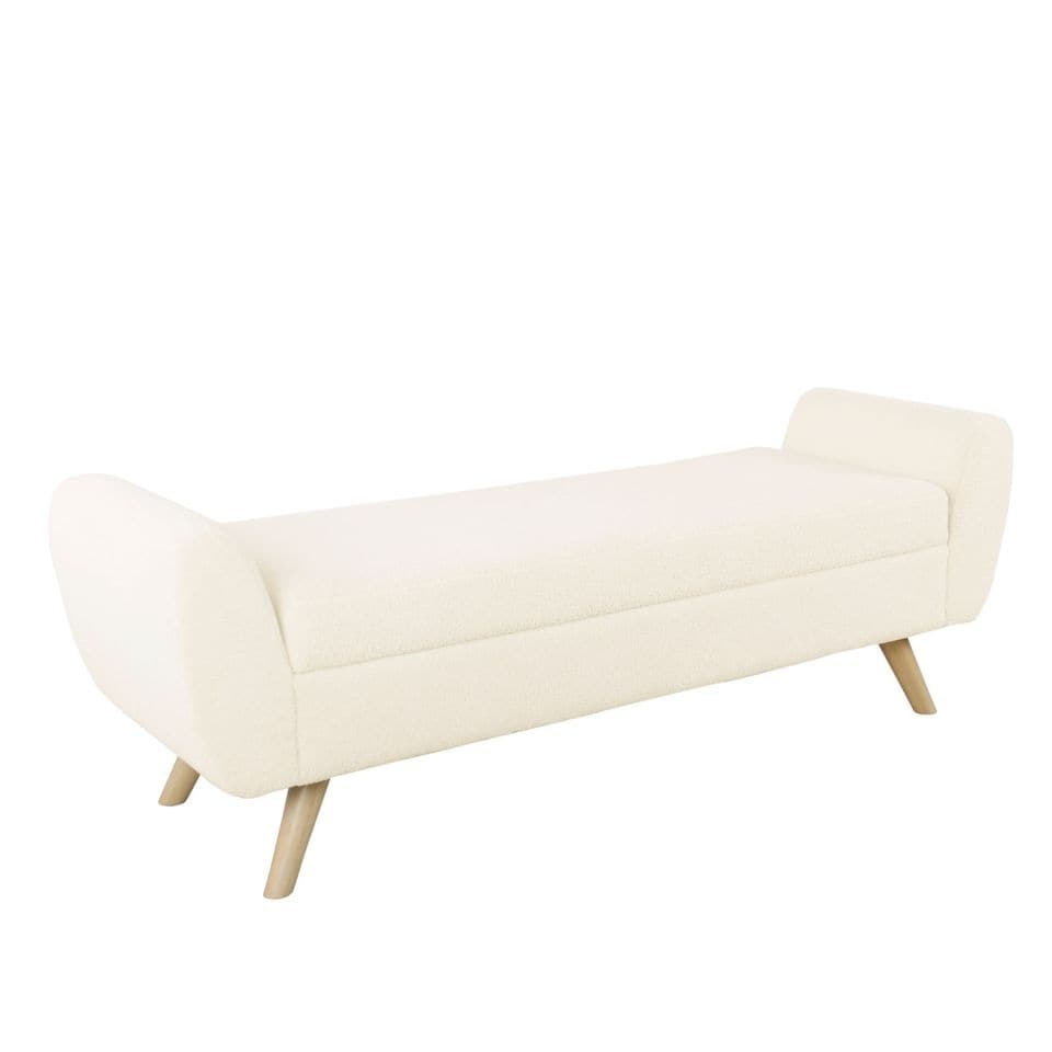 HomePop Banc de rangement moderne en sherpa avec pieds en bois