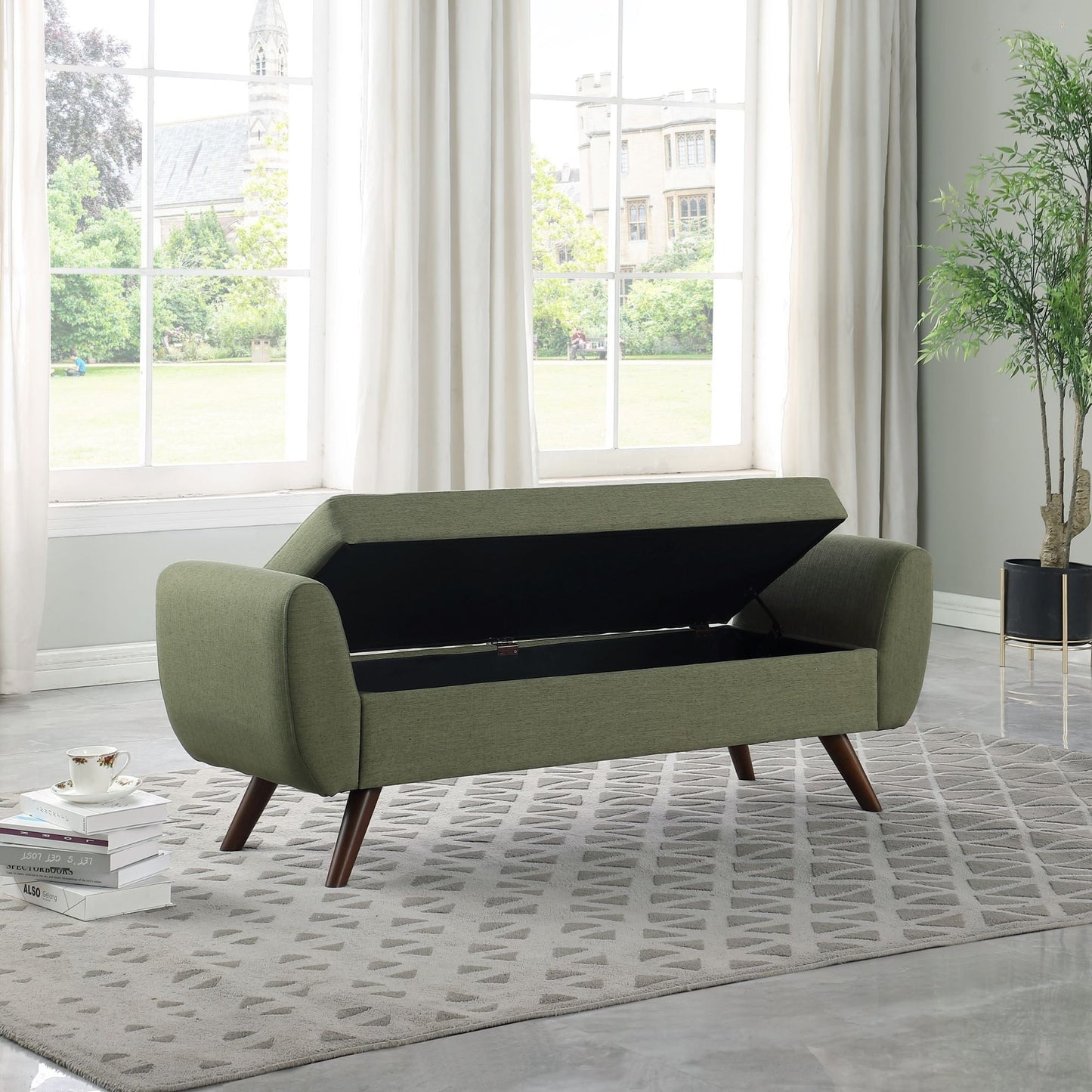 HomePop Banc de rangement moderne en sherpa avec pieds en bois