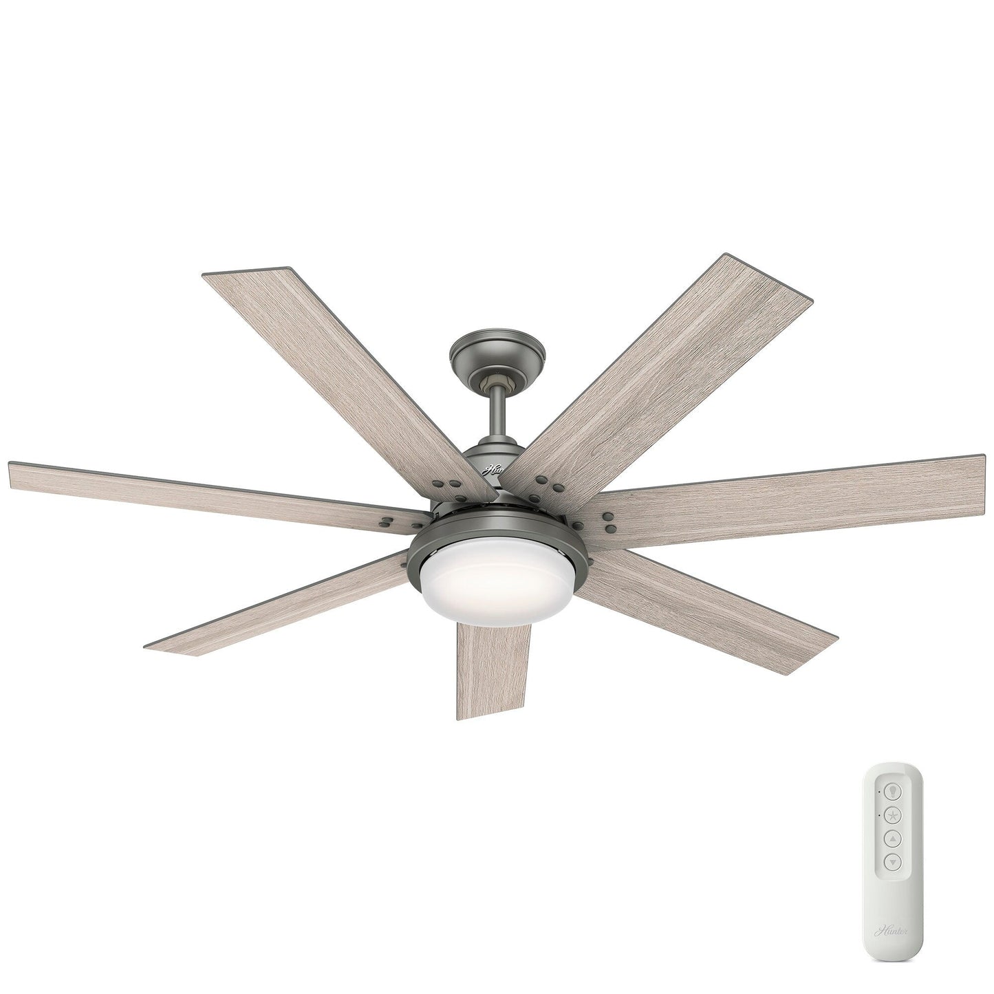 Ventilateur de plafond Hunter WiFi Whittington avec éclairage LED, télécommande - Style moulin à vent - Industriel, ferme, rustique - VENTILATEUR INTELLIGENT !