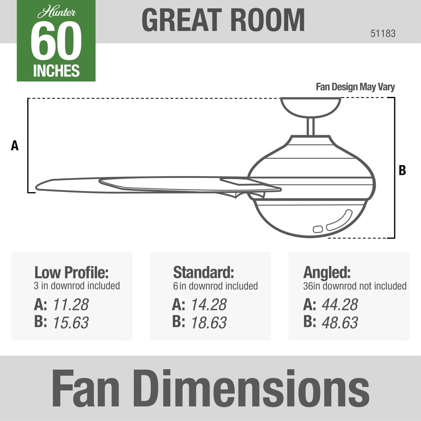 Ventilateur de plafond Hunter WiFi Whittington avec éclairage LED, télécommande - Style moulin à vent - Industriel, ferme, rustique - VENTILATEUR INTELLIGENT !