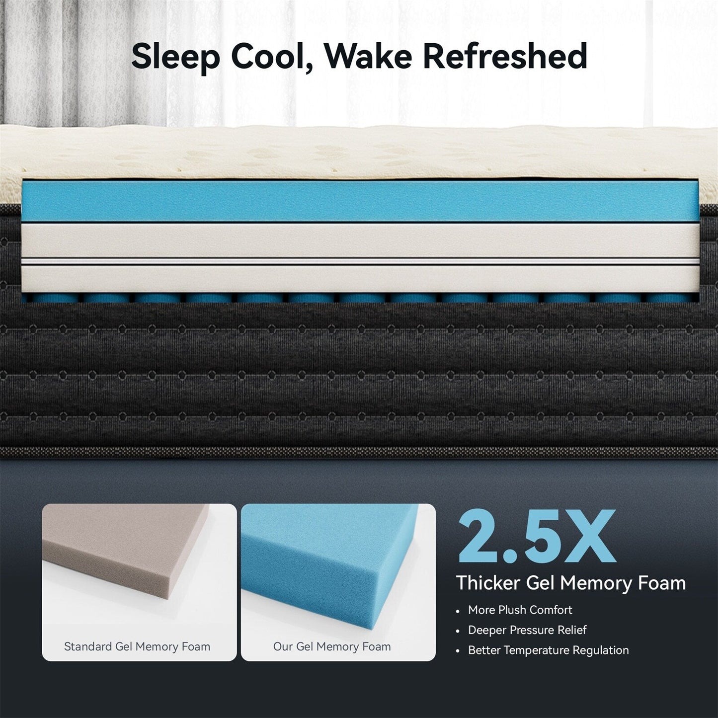 Matelas hybride double face luxueux SweDrea de 35,5 cm (14 po) – Fermeté moyenne/ferme avec les certifications CertiPUR-US, SGS et OEKO-TEX