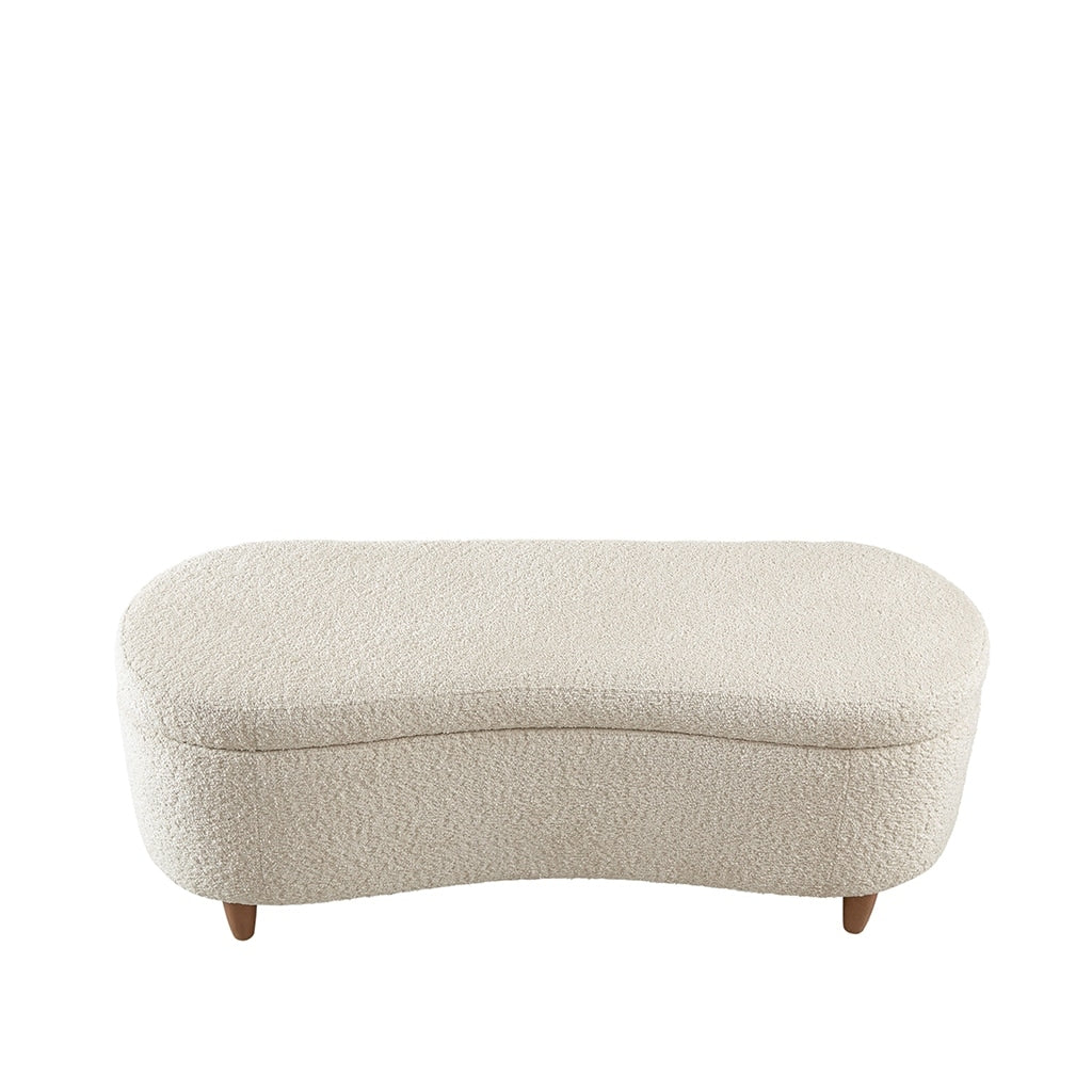 Banc de rangement incurvé à style bouclé Bailey d'INK IVY