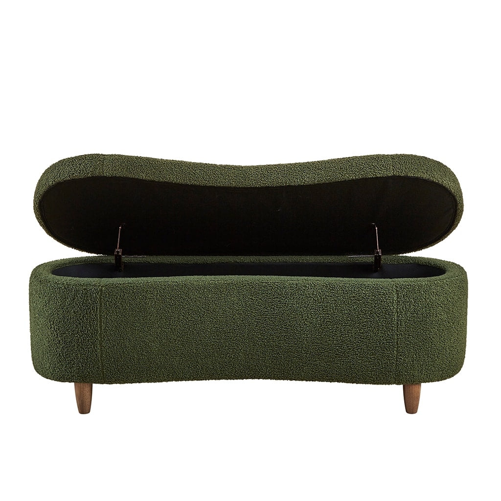 Banc de rangement incurvé à style bouclé Bailey d'INK IVY
