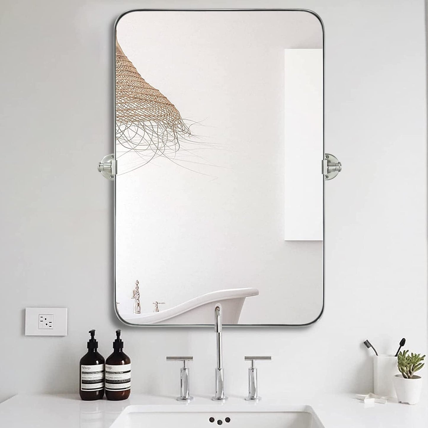 TEHOME Jonathan Miroir mural rectangulaire pivotant et inclinable en métal