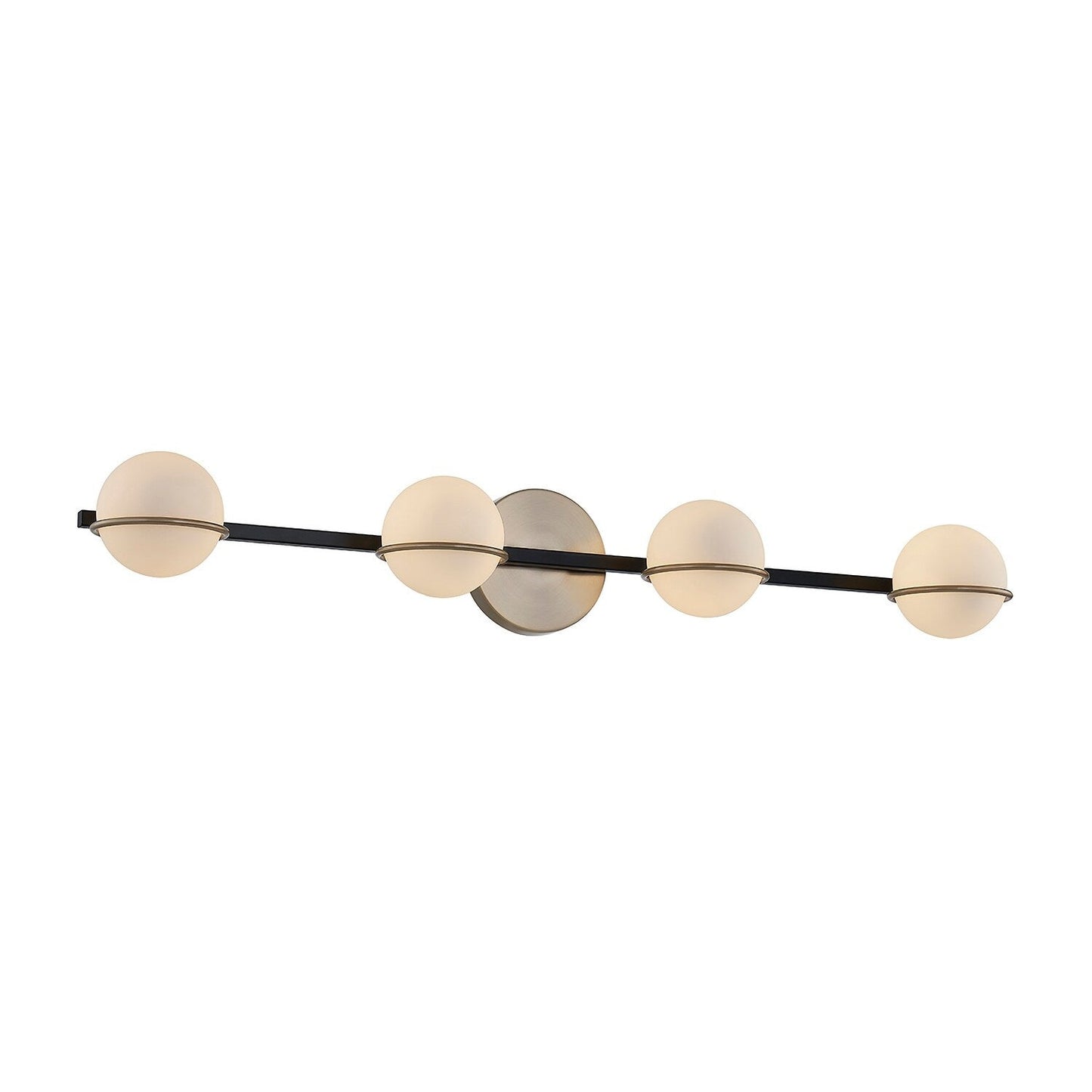 Justice Design Group EVOLV Fusion Centric Barre lumineuse de salle de bain à 4 lumières avec abat-jour en verre opale