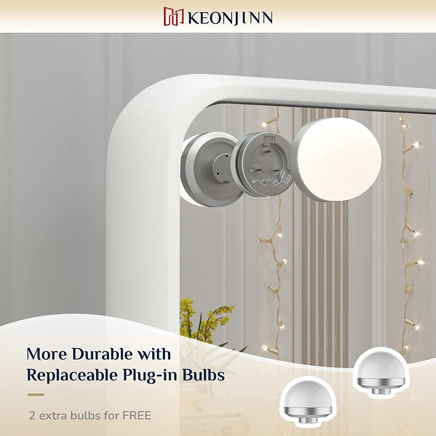Keonjinn Miroir de maquillage LED Hollywood avec 15/18 lumières LED