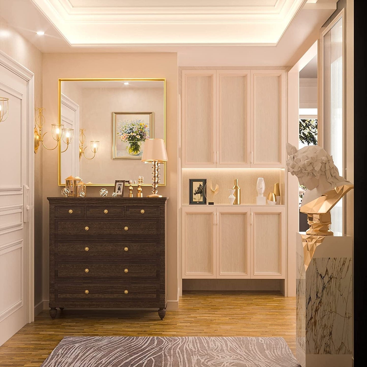 KEONJINN Miroir mural de salle de bain avec cadre métallique moderne