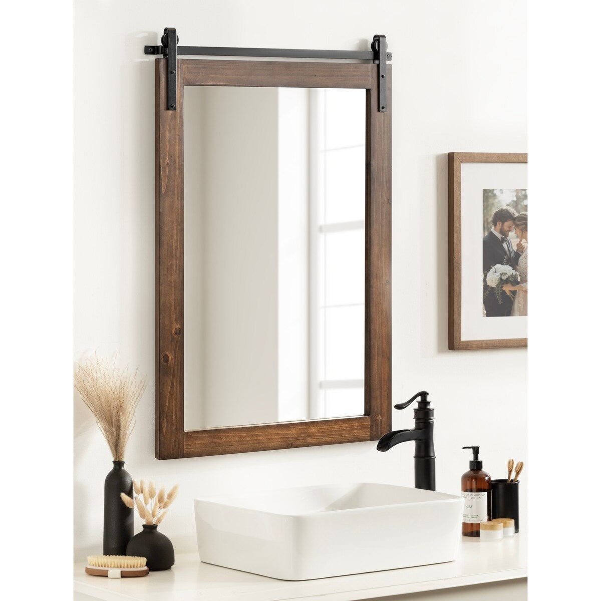 Kate and Laurel Cates Miroir mural rectangulaire rustique