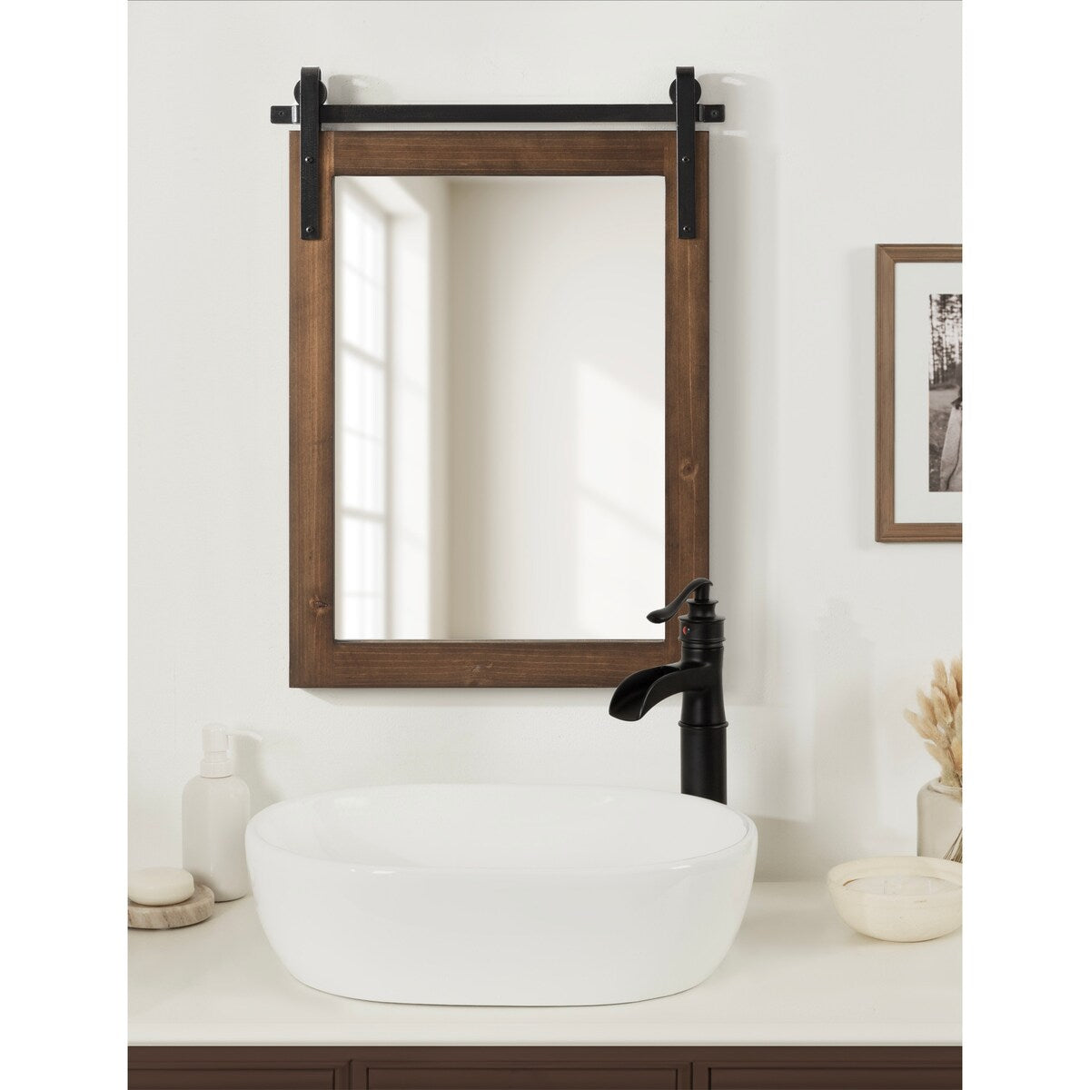 Kate and Laurel Cates Miroir mural rectangulaire rustique