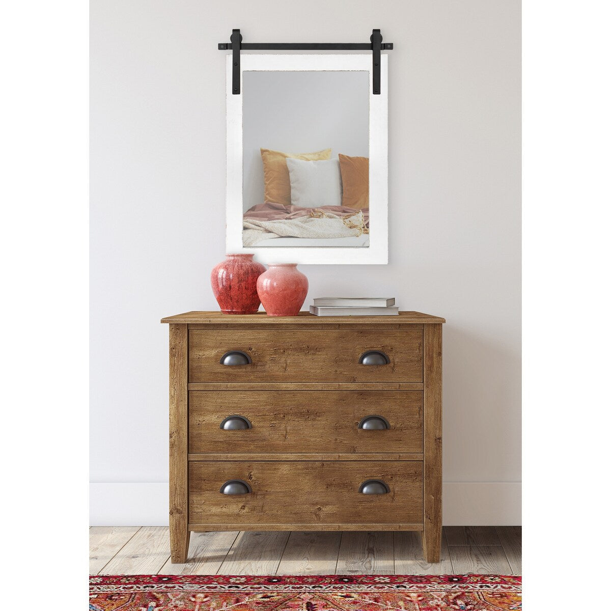 Kate and Laurel Cates Miroir mural rectangulaire rustique