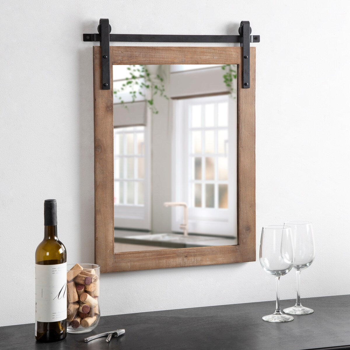 Kate and Laurel Cates Miroir mural rectangulaire rustique
