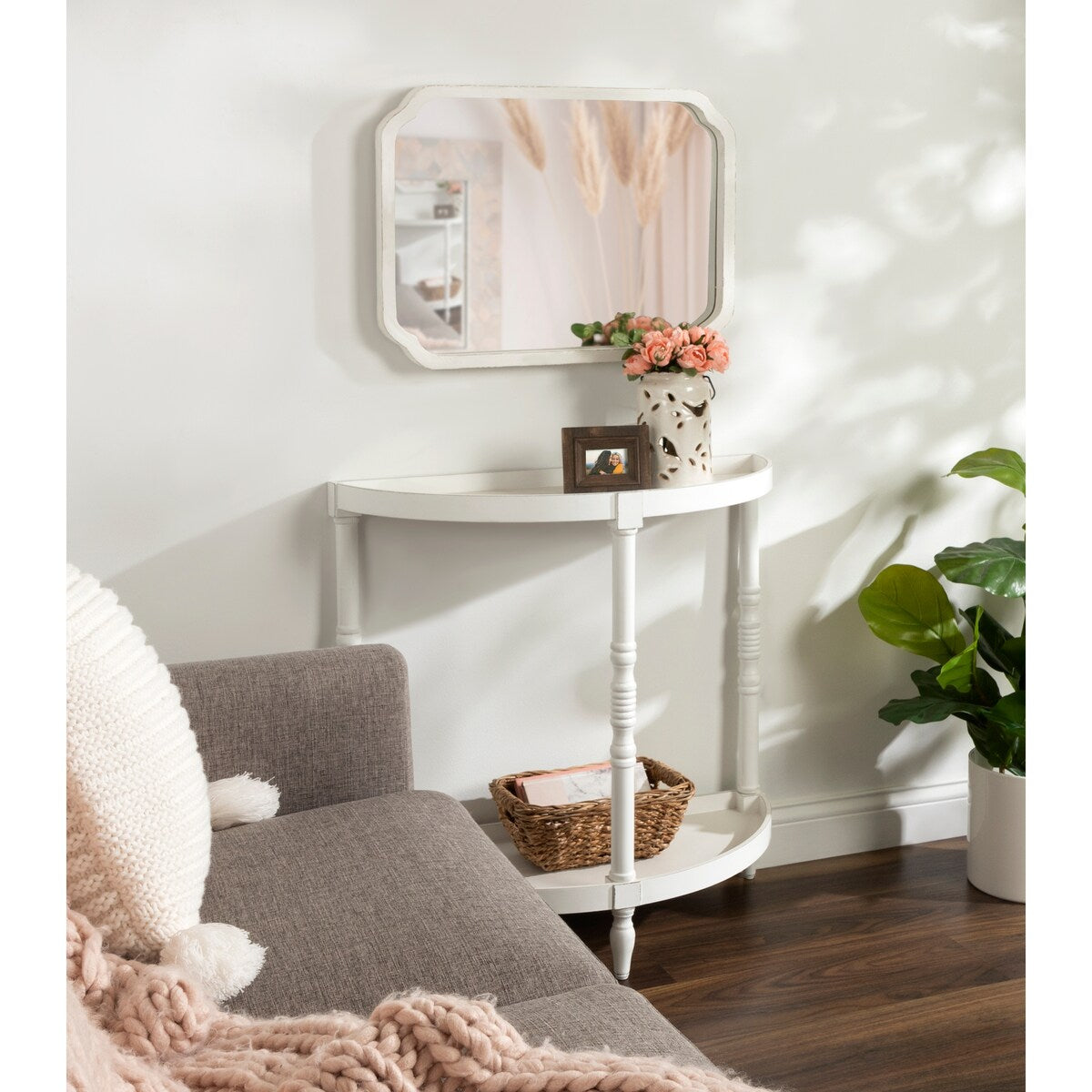 Kate and Laurel Marston Miroir mural carré en bois