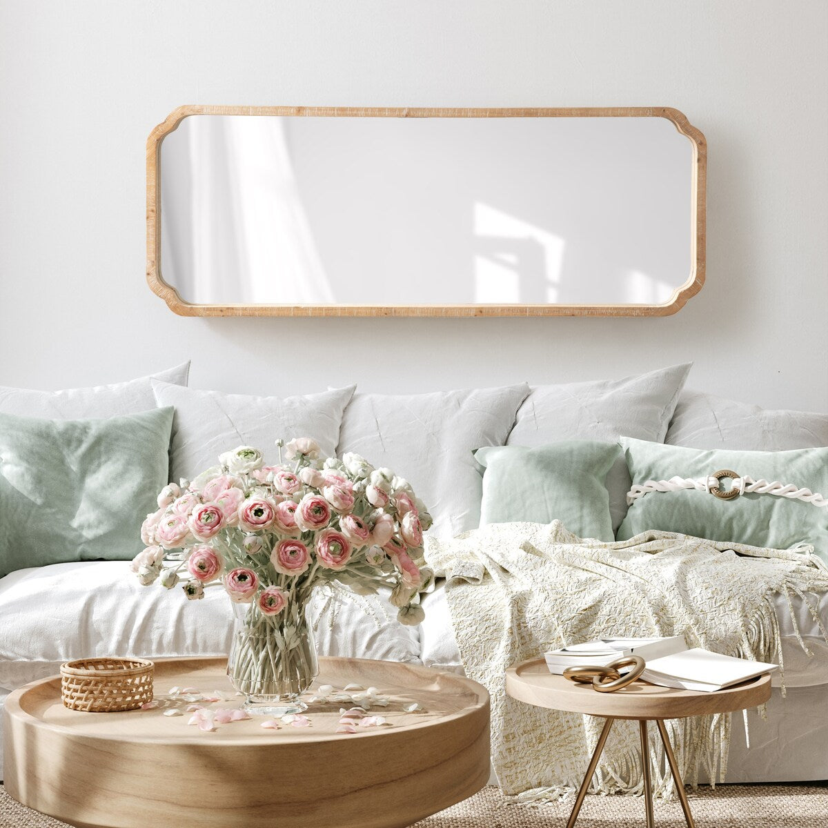 Kate and Laurel Marston Miroir mural carré en bois