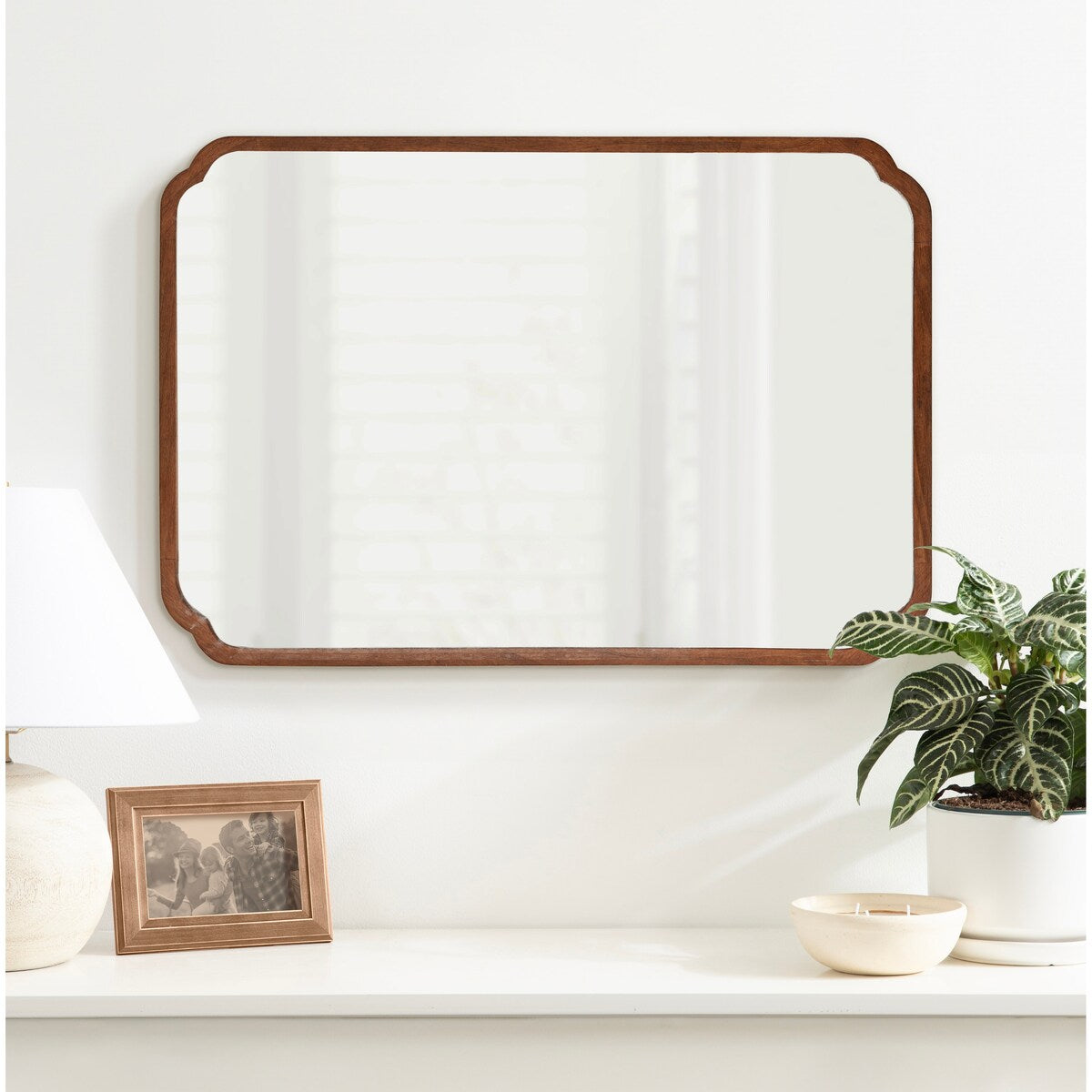 Kate and Laurel Marston Miroir mural carré en bois