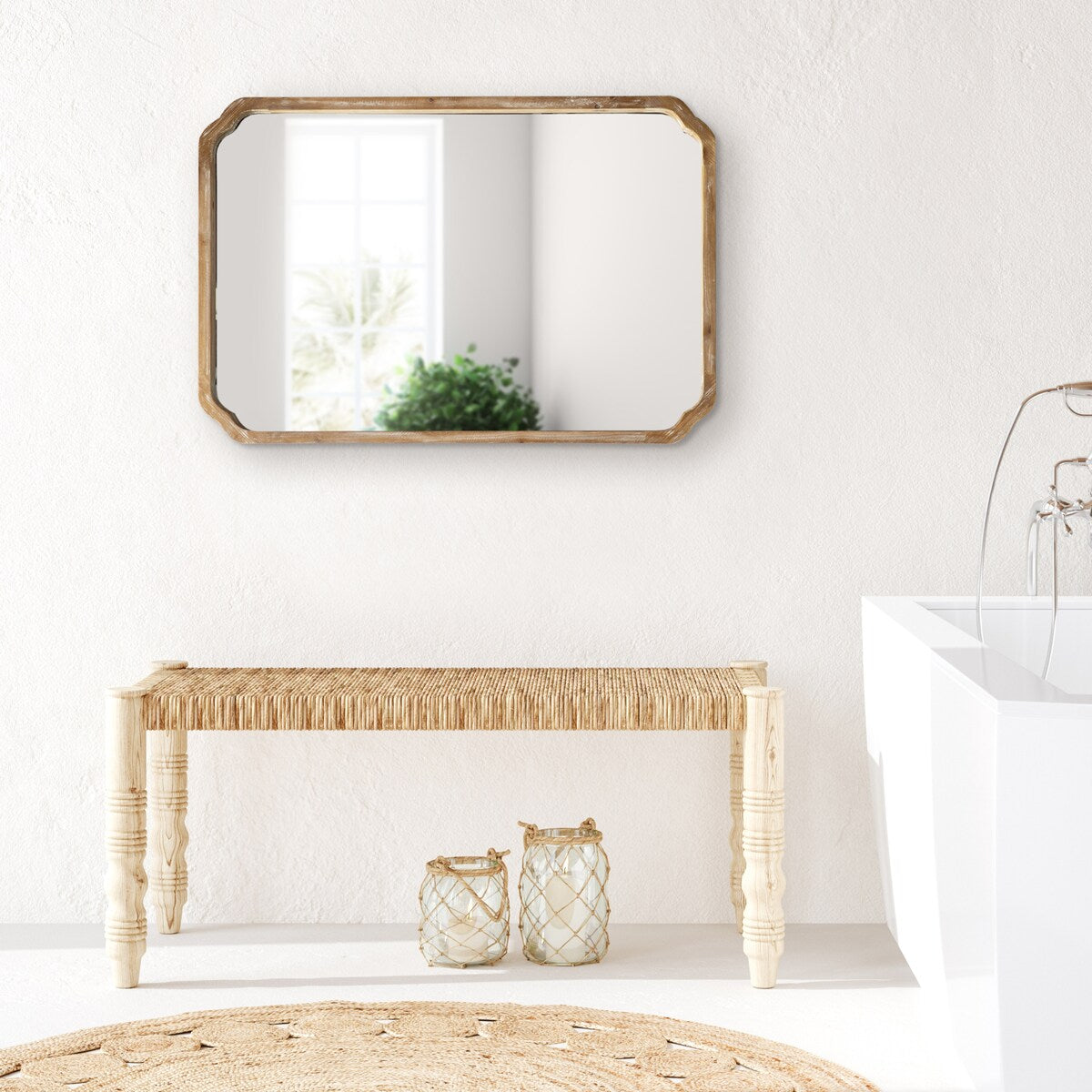Kate and Laurel Marston Miroir mural carré en bois