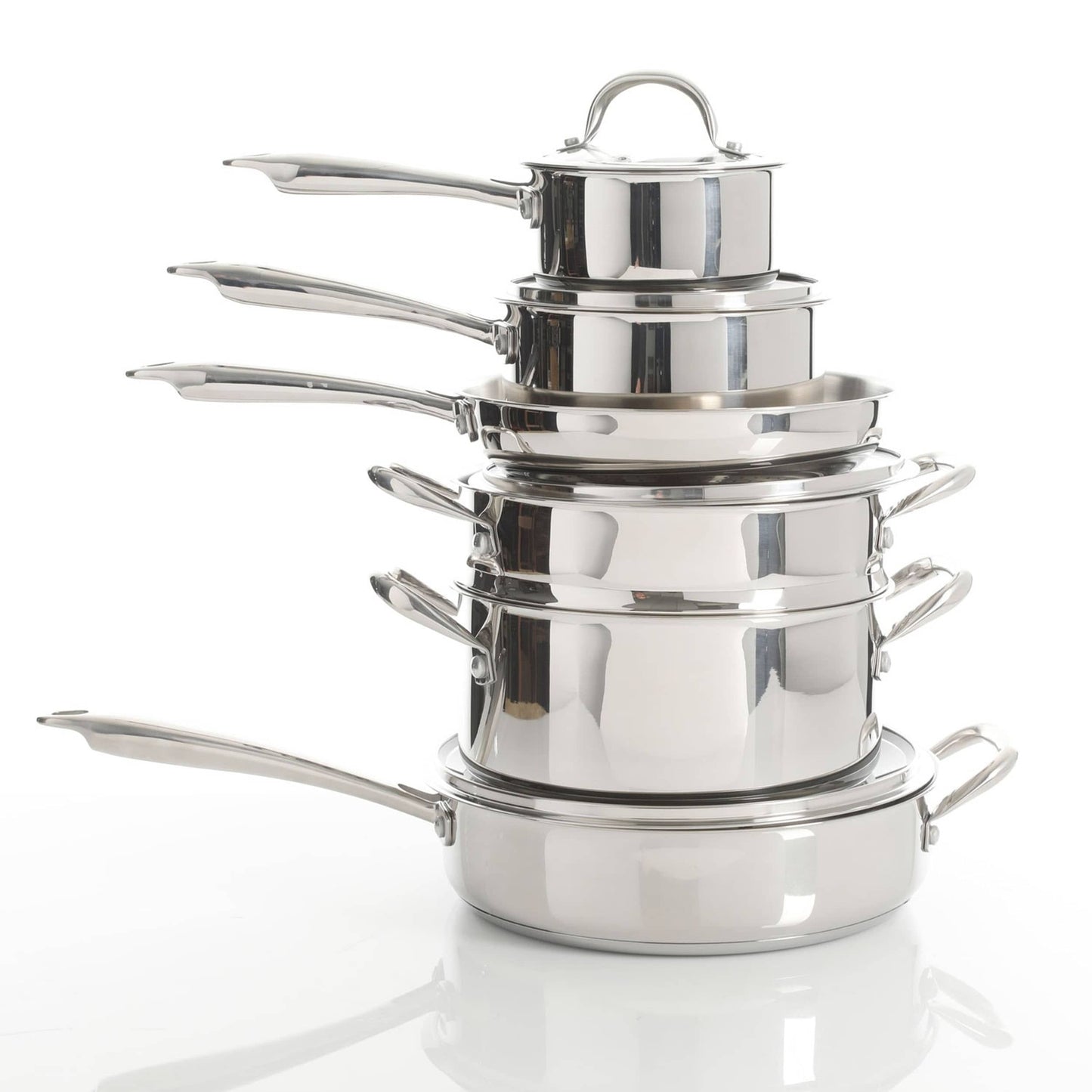 Ensemble de batterie de cuisine Kenmore Elite Devon en acier inoxydable à paroi épaisse, 10 pièces