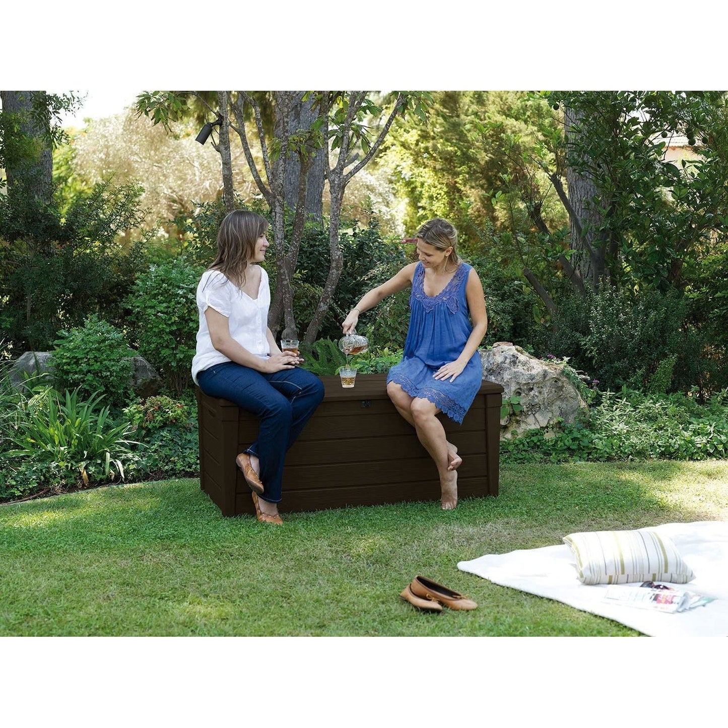 Keter Brightwood 120 gal, banc de rangement pour terrasse en résine résistant aux intempéries, marron - 40