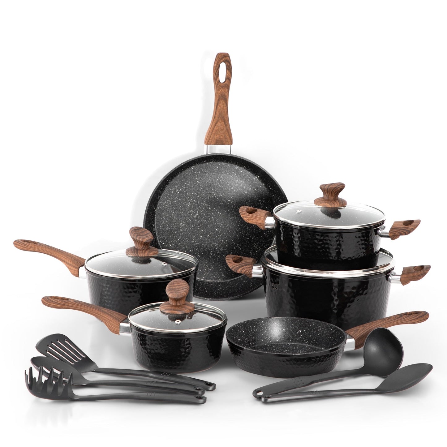 Ensemble de cuisine Kitchen Academy 15 pièces avec revêtement antiadhésif en granit