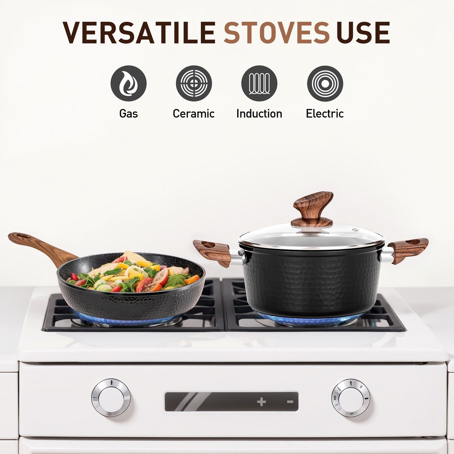 Ensemble de cuisine Kitchen Academy 15 pièces avec revêtement antiadhésif en granit